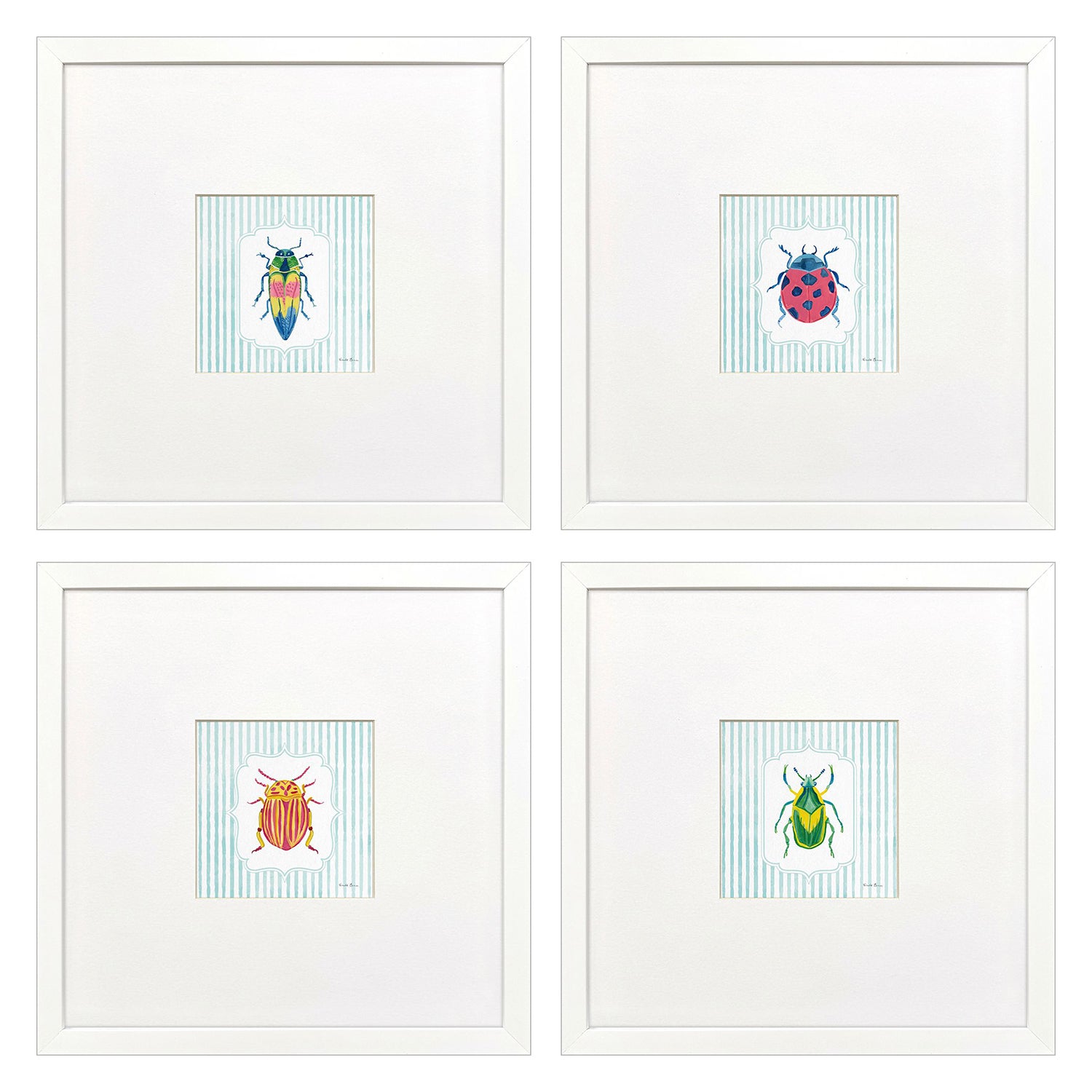 Leeanne Vaughn Garden Friends Framed Art Set of 4
