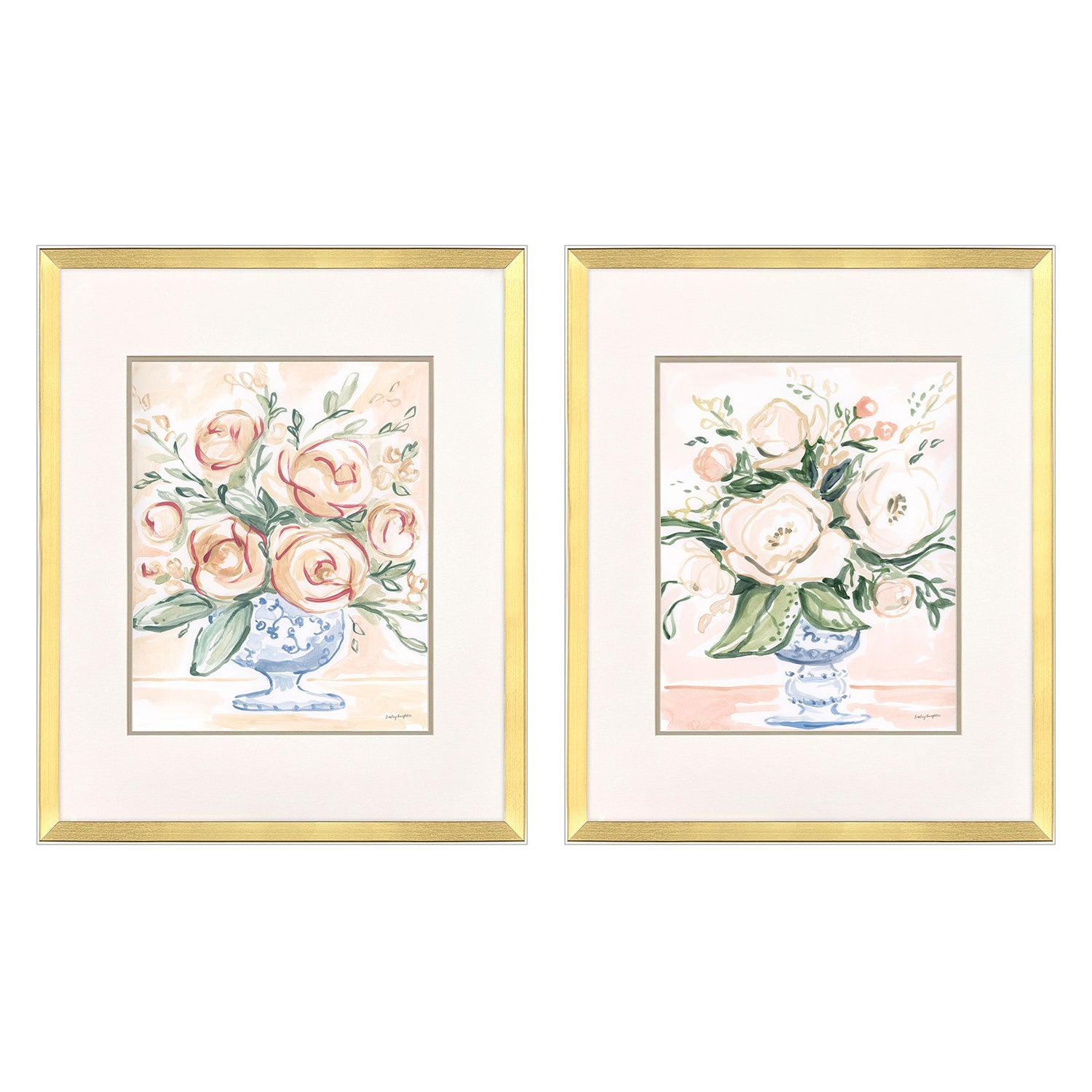 Sarah Lang Pastel Florals I Framed Art Set of 2