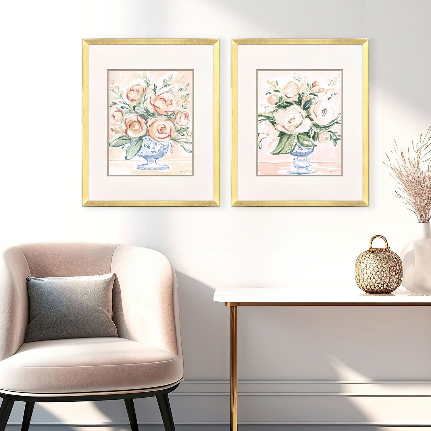 Sarah Lang Pastel Florals I Framed Art Set of 2
