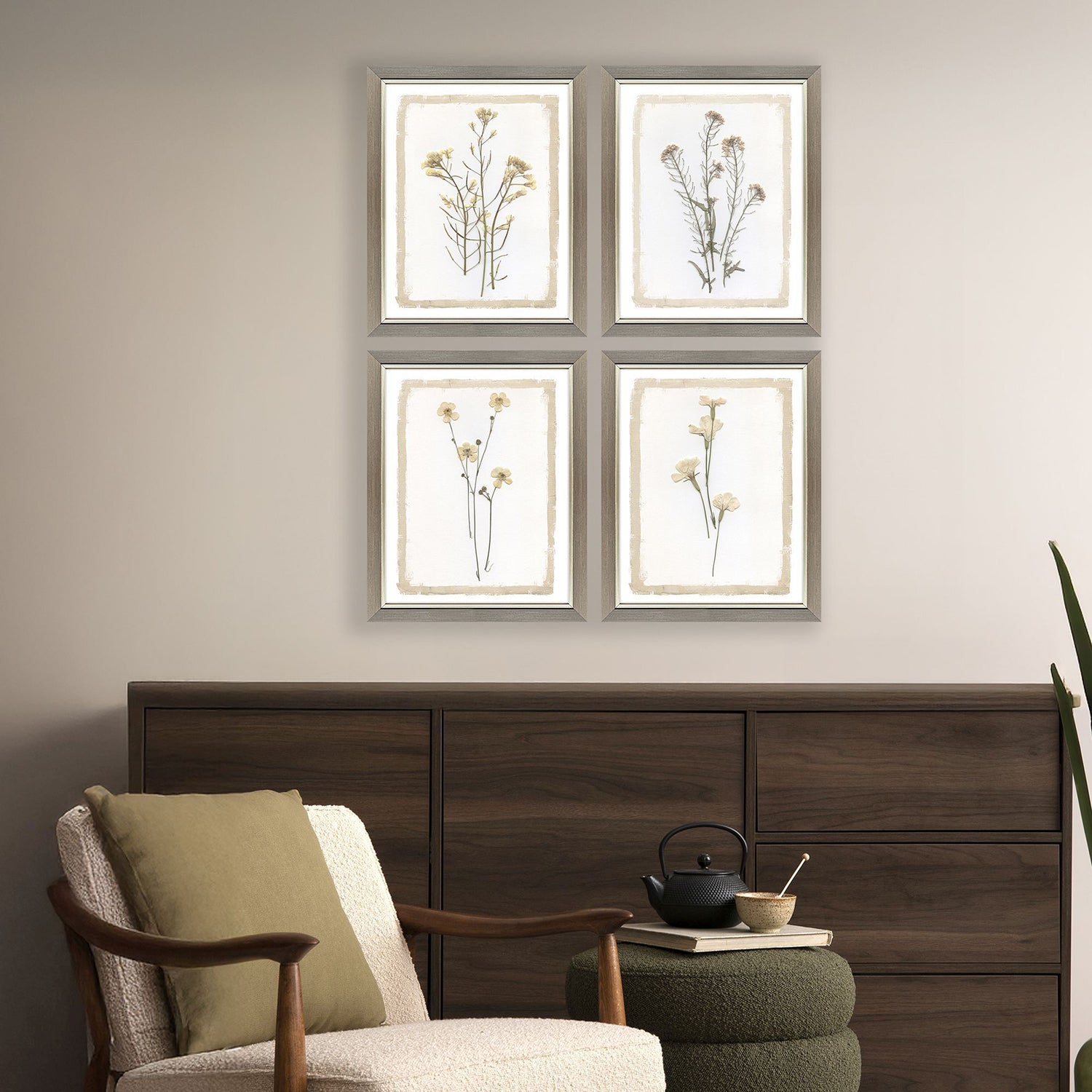 Malanta Knowles Brown Petals Framed Art Set of 4