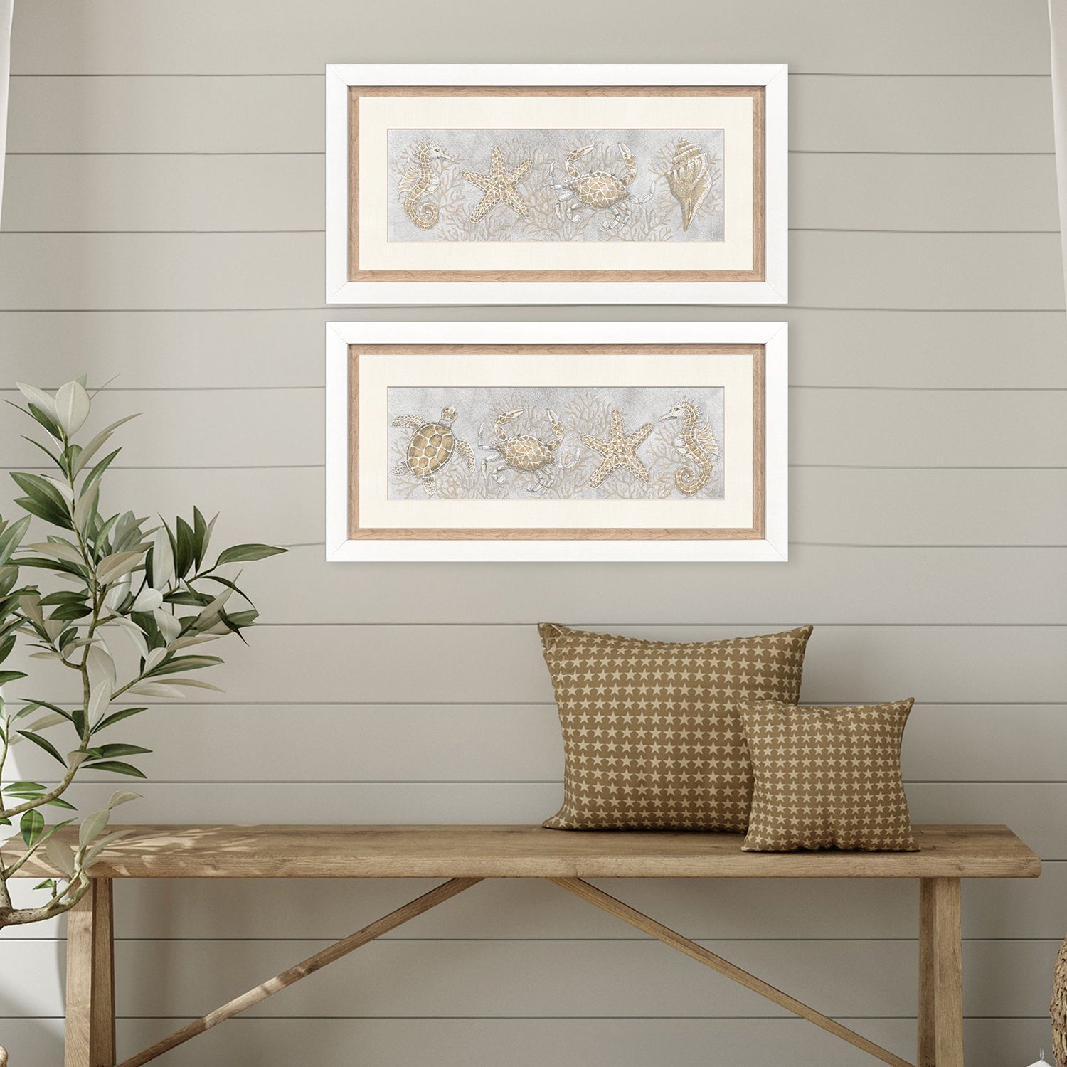 Leeanne Vaughn Drawing Sea Creatures Framed Art Set of 2