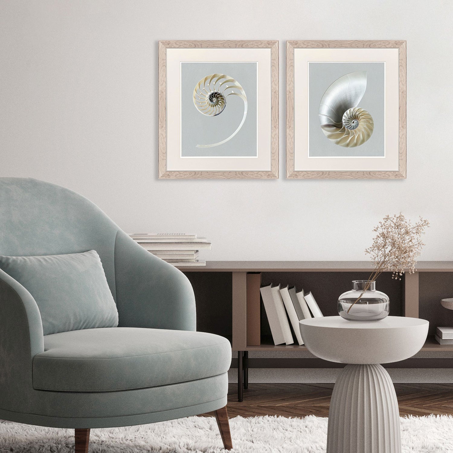 Libby Langdon Neutral Nautilus I Framed Art Set of 2