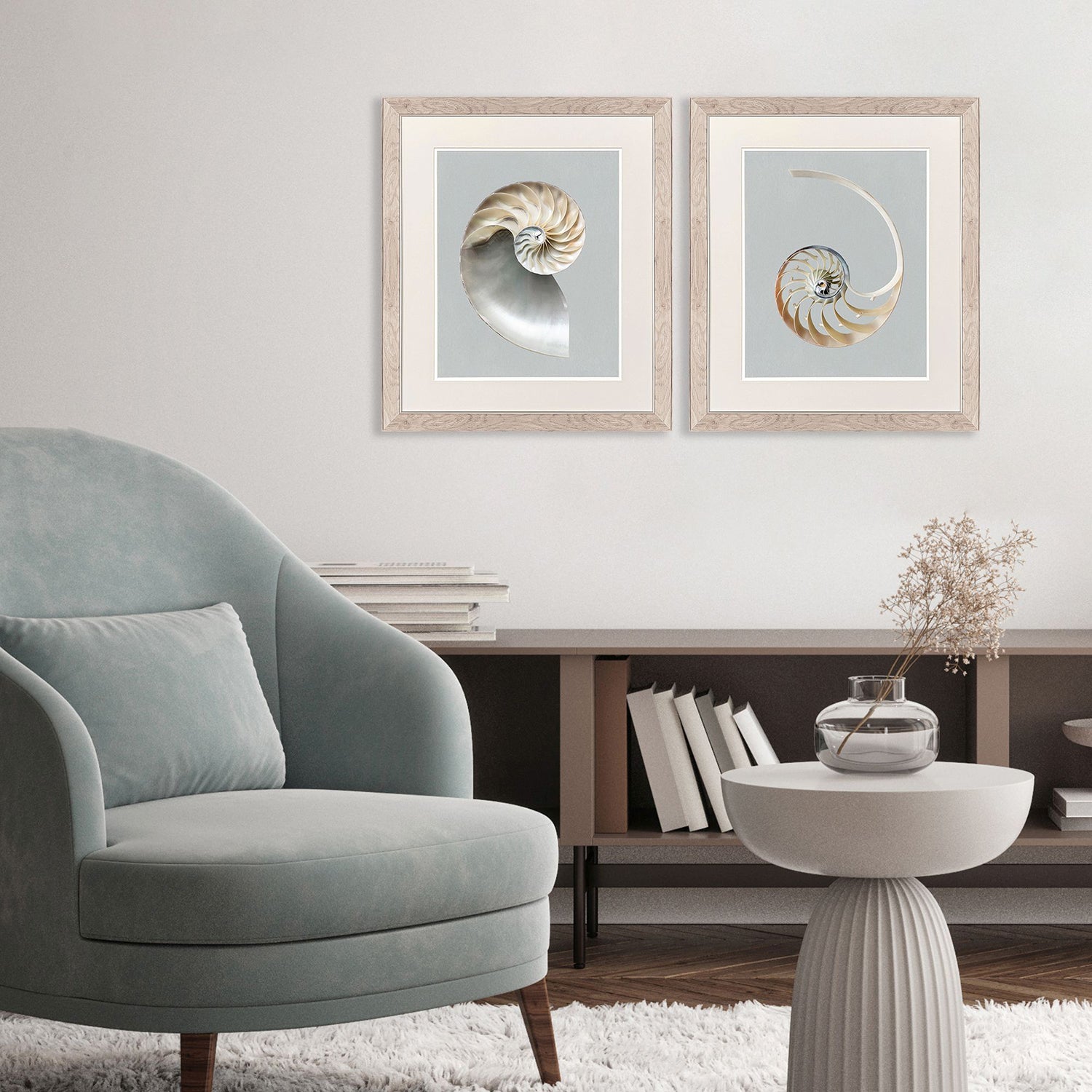 Libby Langdon Neutral Nautilus II Framed Art Set of 2