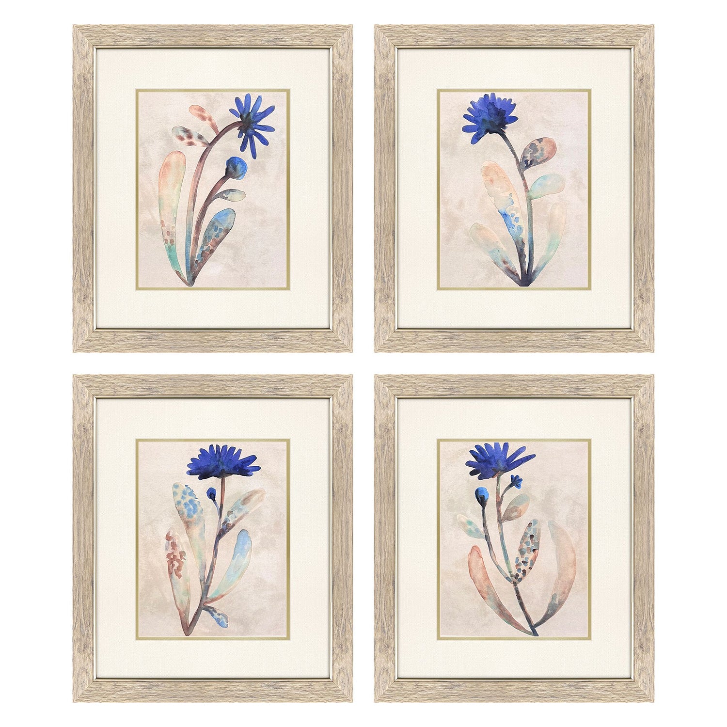 Jordan Glassco-Smith Blue Folk Garden Framed Art Set of 4