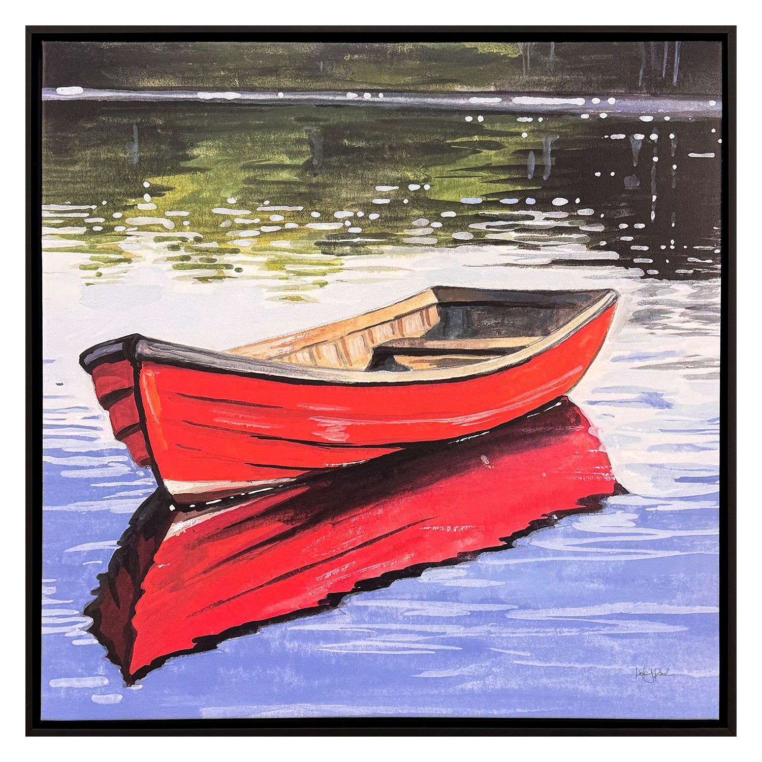 Leeanne Vaughn Boat on Still Water Canvas Art