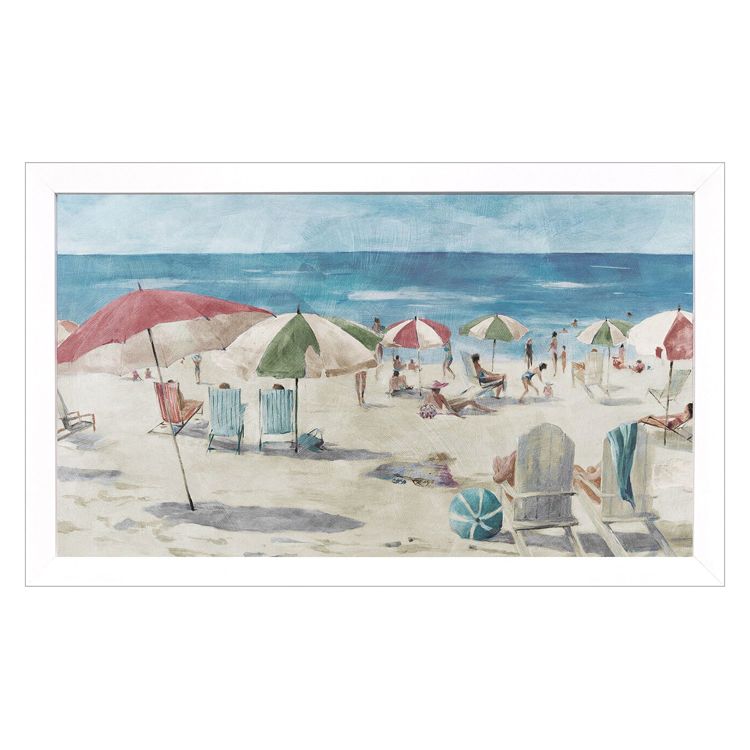 Malanta Knowles Colorful Umbrella Beach Framed Art