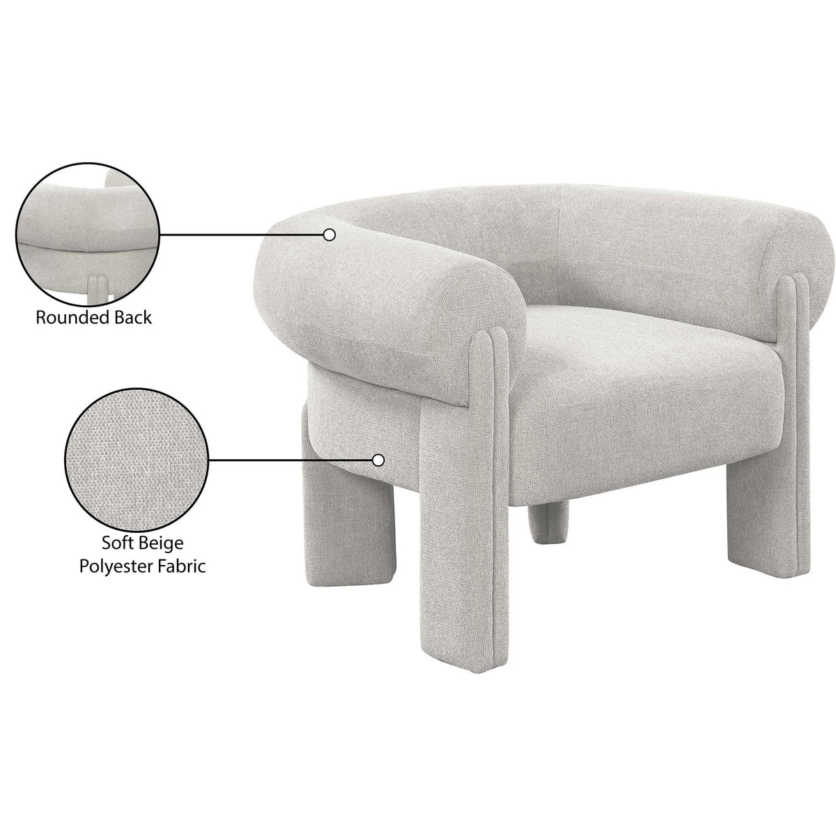 Stefano Beige Fabric Upholstered Accent Chair