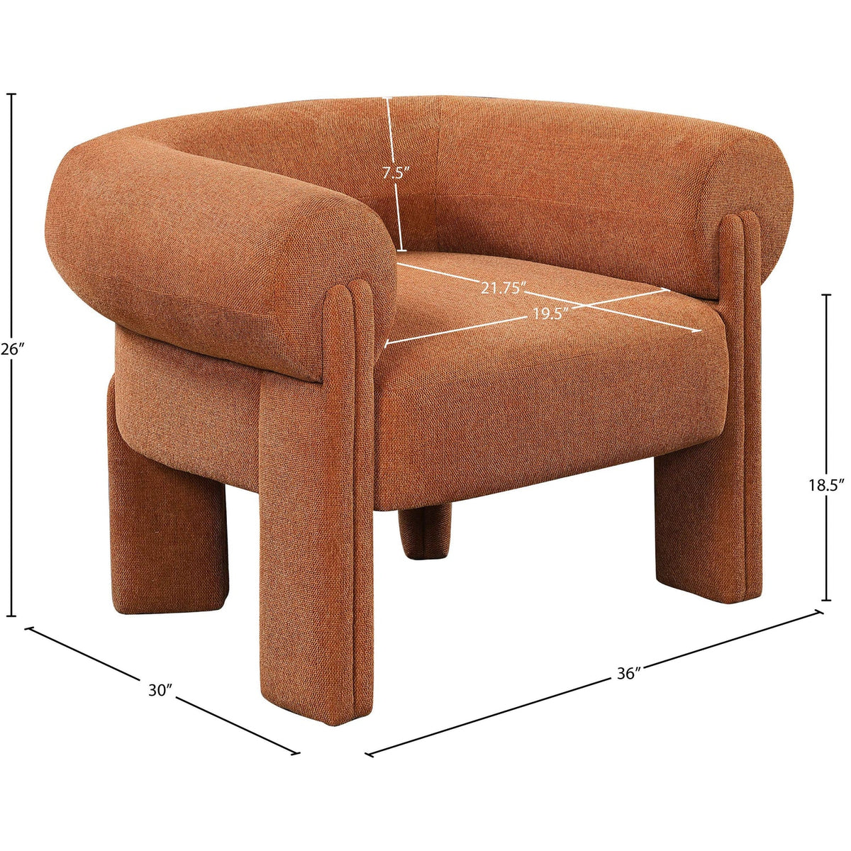 Stefano Cognac Fabric Upholstered Accent Chair