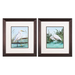 Artic Blue Lake Heron Framed Art Set of 2
