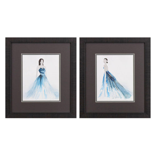 Lily Blue Dress Framed Art Set of 2