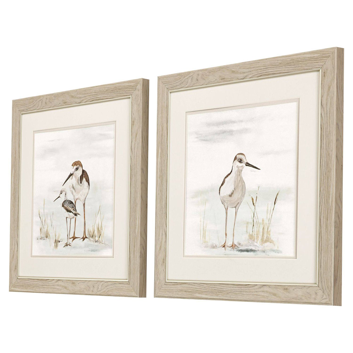 Pinto Stilt Birds on Blue Framed Art Set of 2