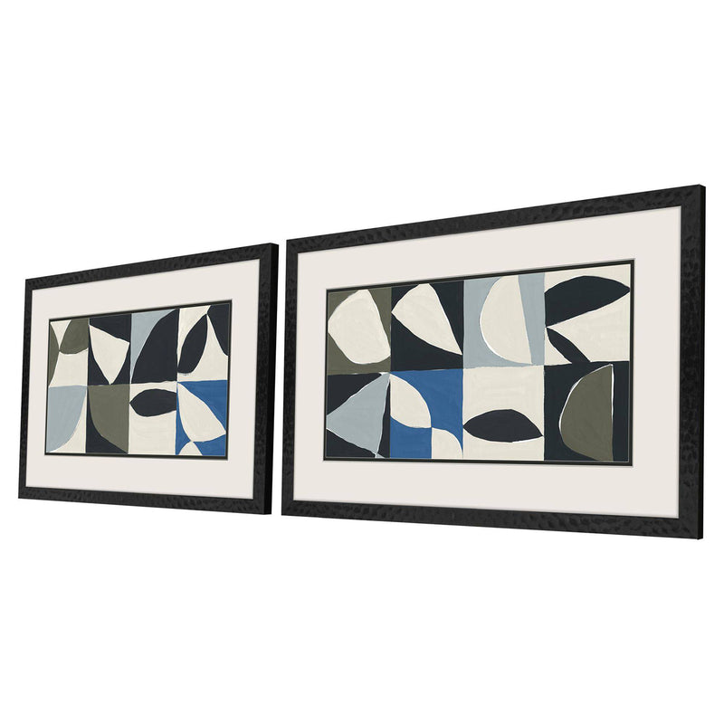 Isabelle Mayan Pattern Blue Framed Art Set of 2
