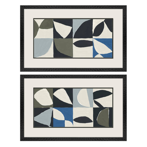 Isabelle Mayan Pattern Blue Framed Art Set of 2