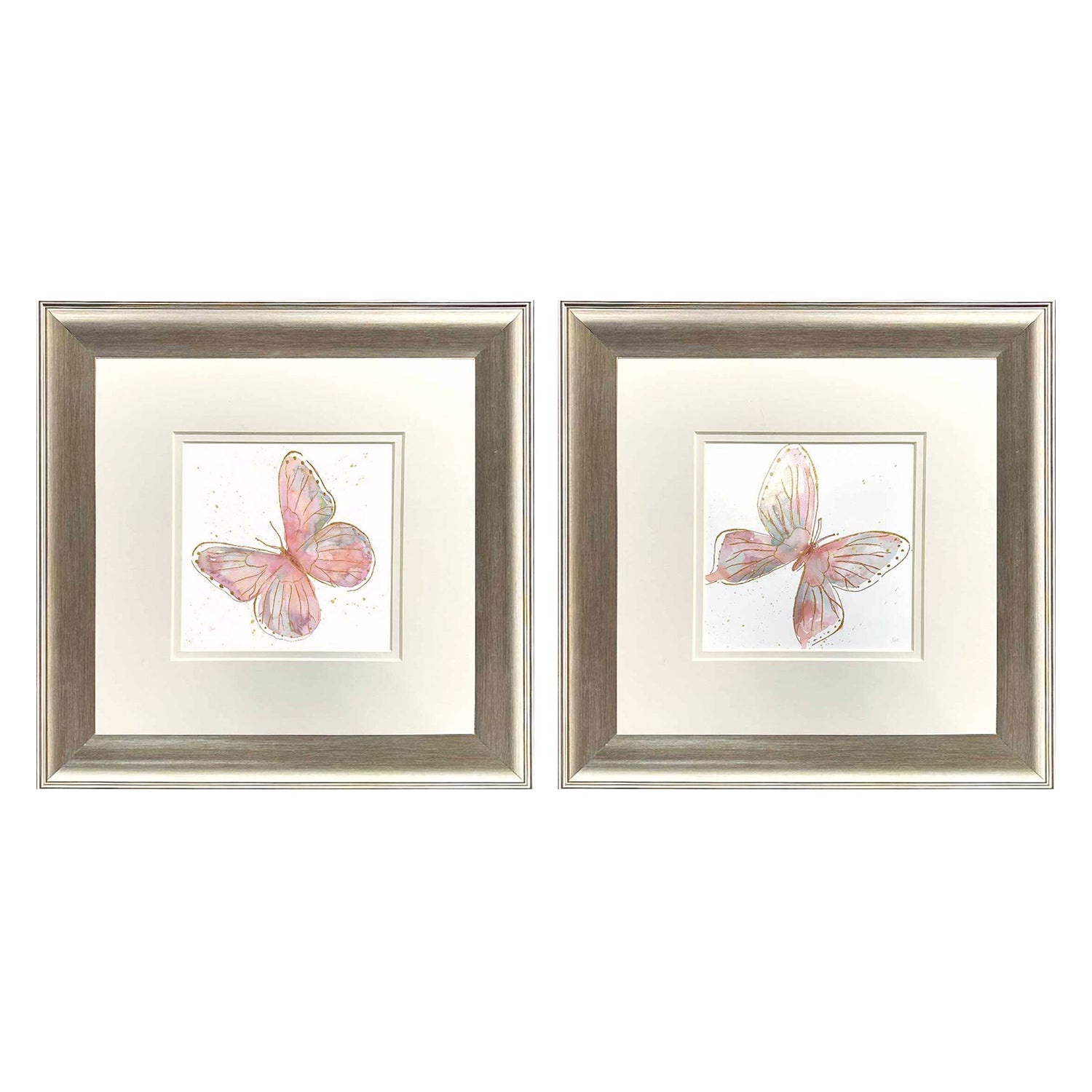 Nan Blush Butterfly Framed Art Set of 2