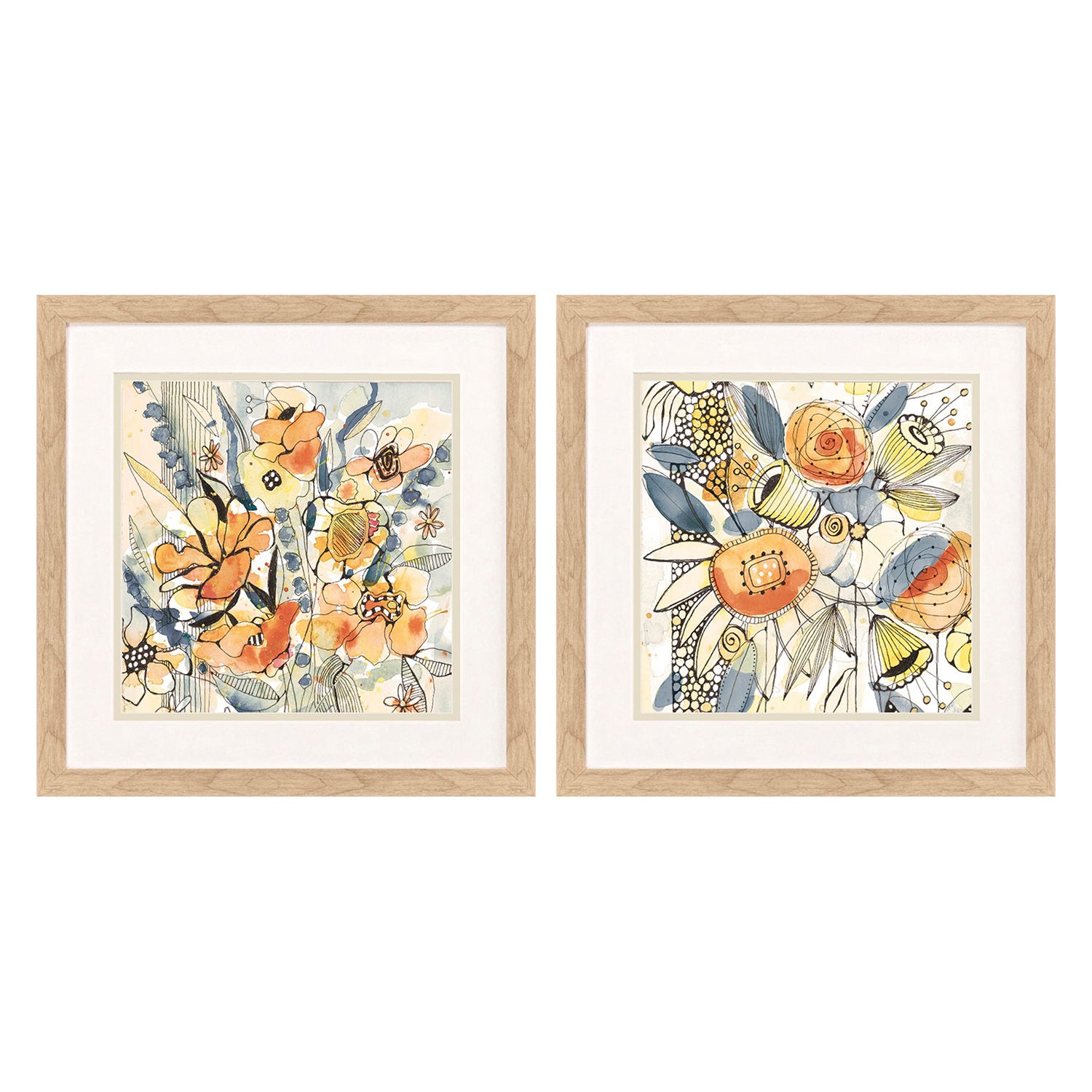 Krinlox Bursting Wildflowers Framed Artwork Set of 2