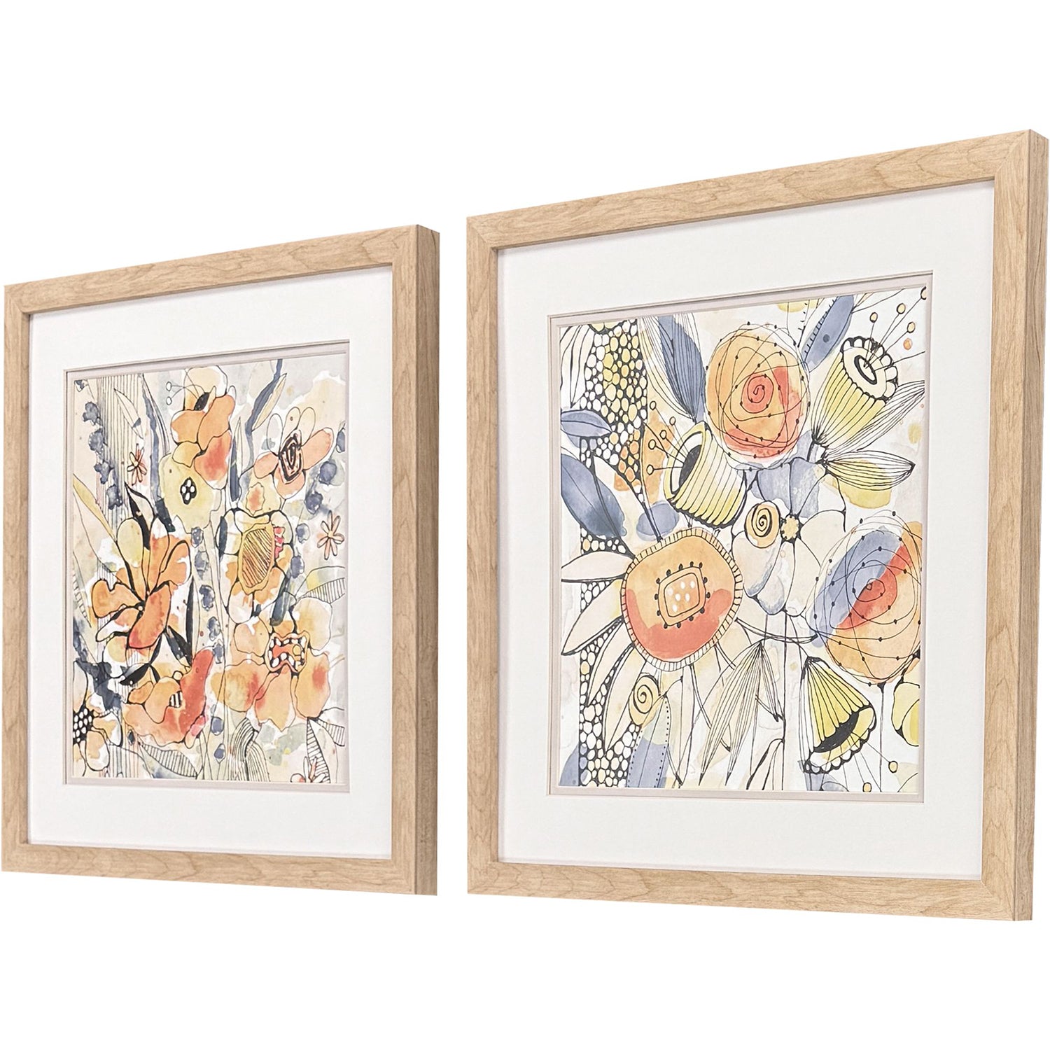 Krinlox Bursting Wildflowers Framed Artwork Set of 2