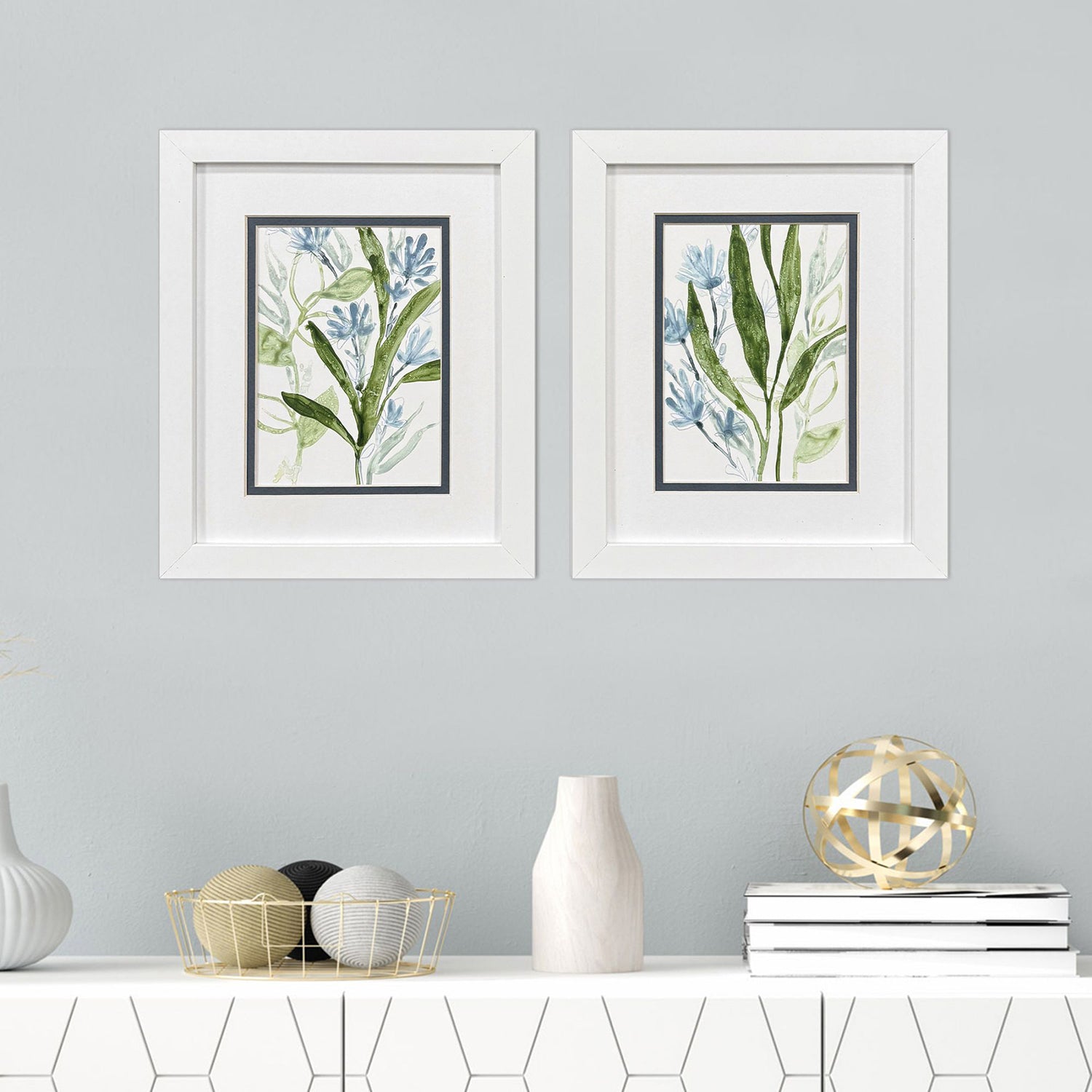 Vess Meadow Blues II Framed Artwork Set of 2