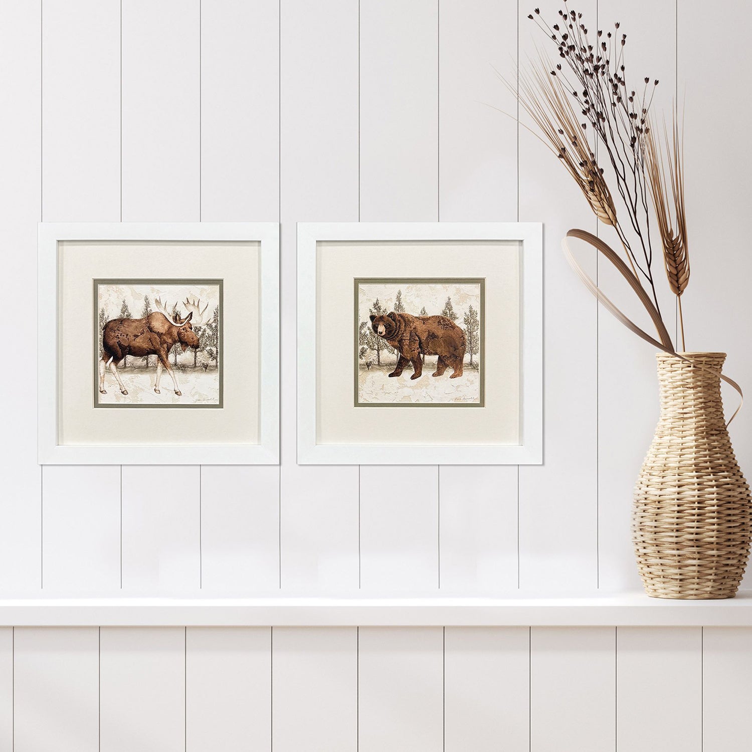 Carroll Lodge Moose Bear Framed Artwork Set of 2