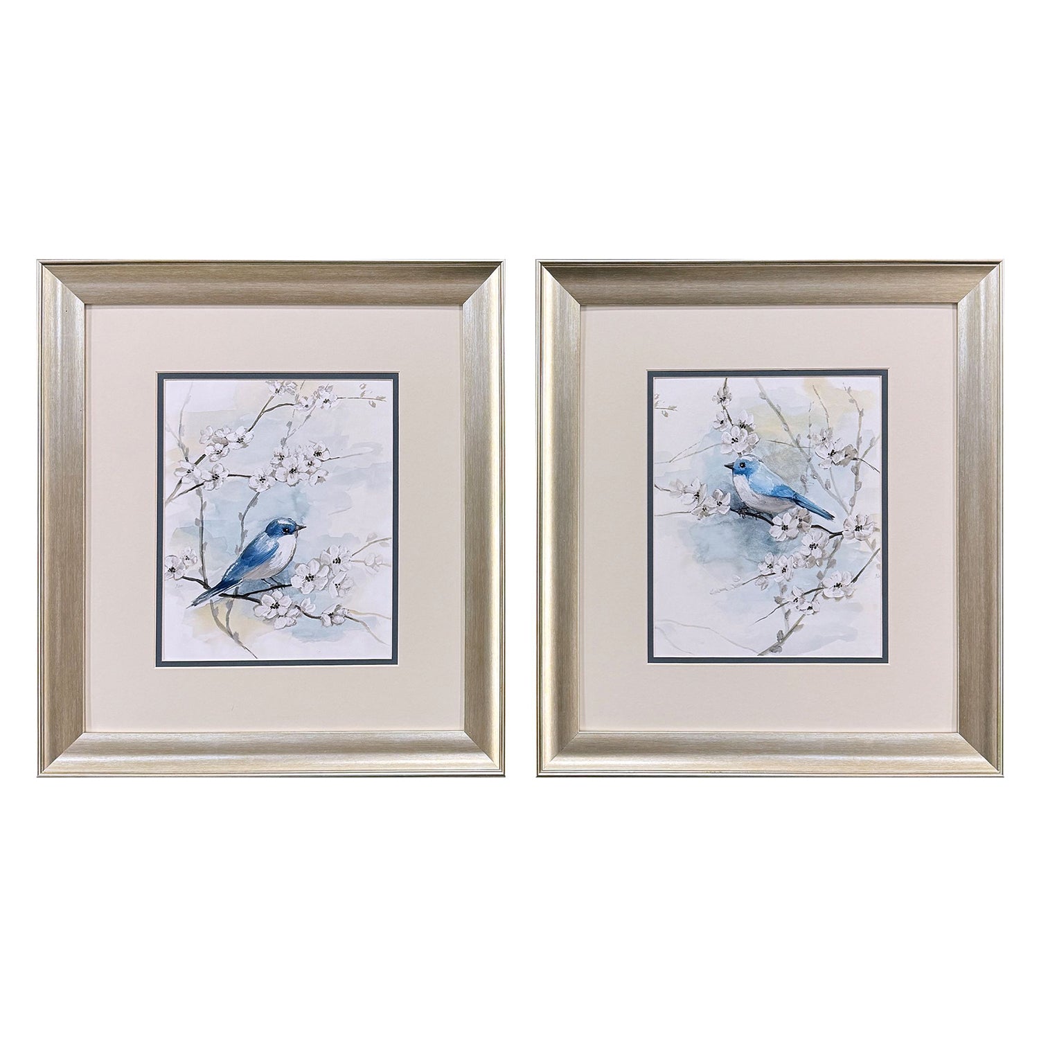 Nan Blossoms & Bluebird Framed Artwork Set of 2