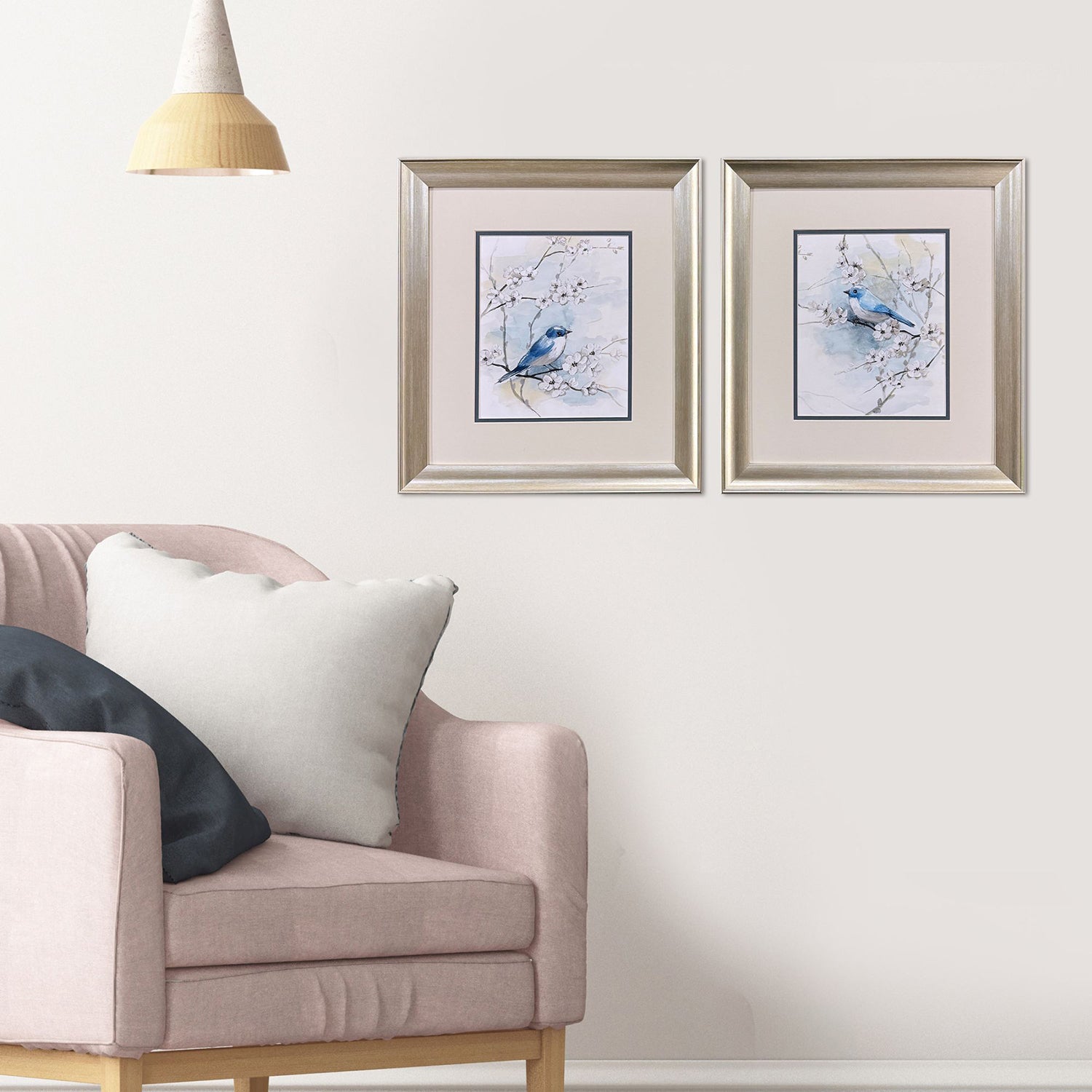 Nan Blossoms & Bluebird Framed Artwork Set of 2