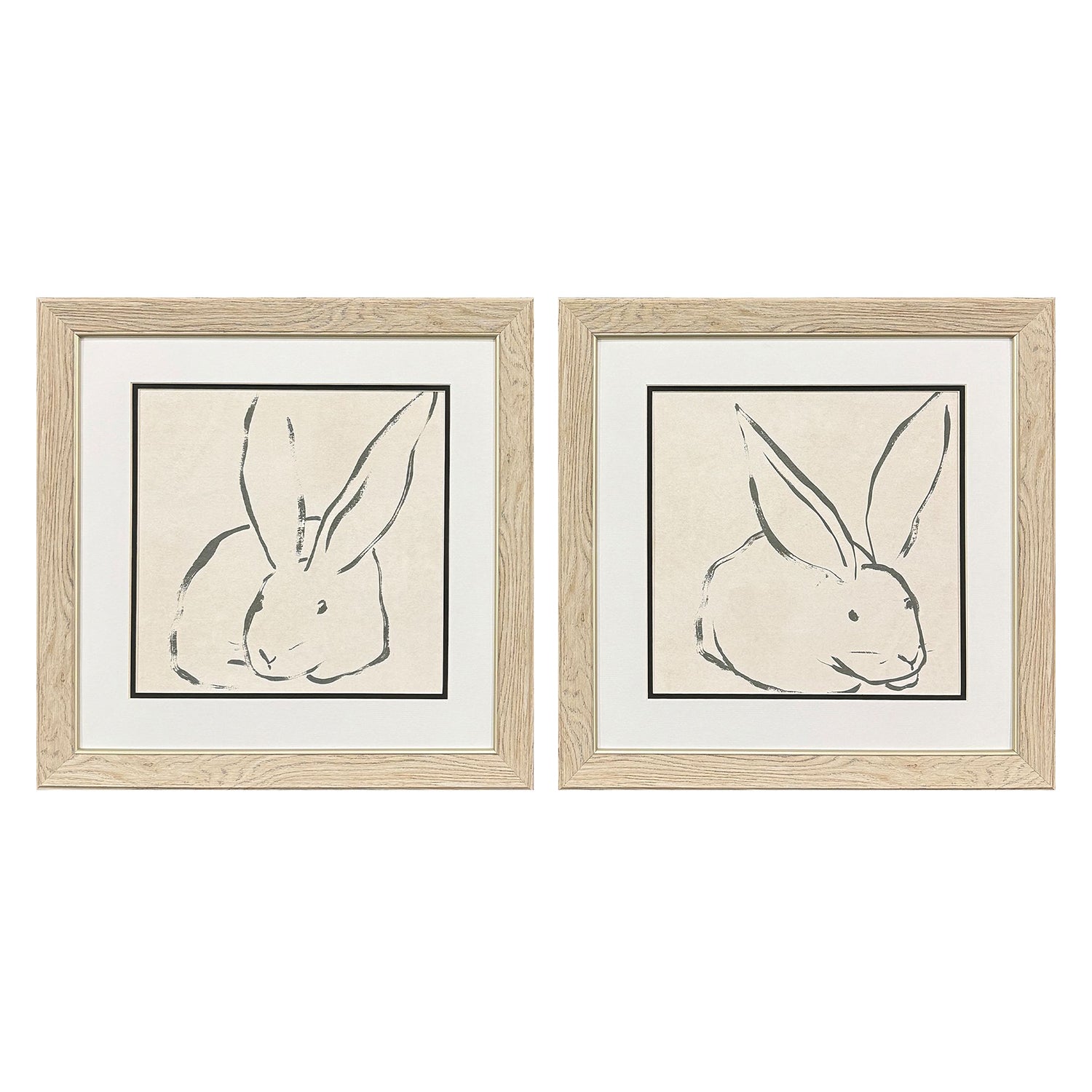 Vess Linear Rabbit Framed Artwork Set of 2