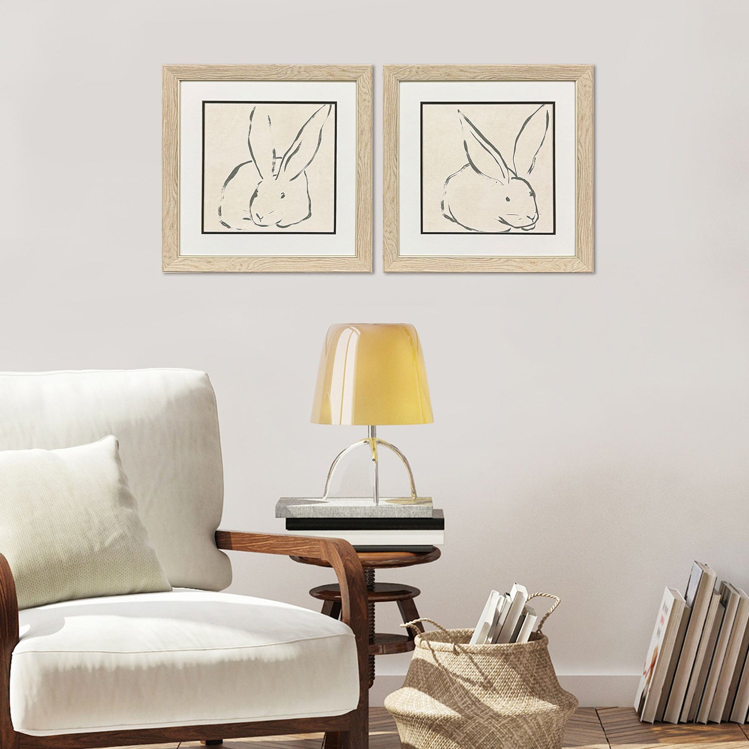 Vess Linear Rabbit Framed Artwork Set of 2
