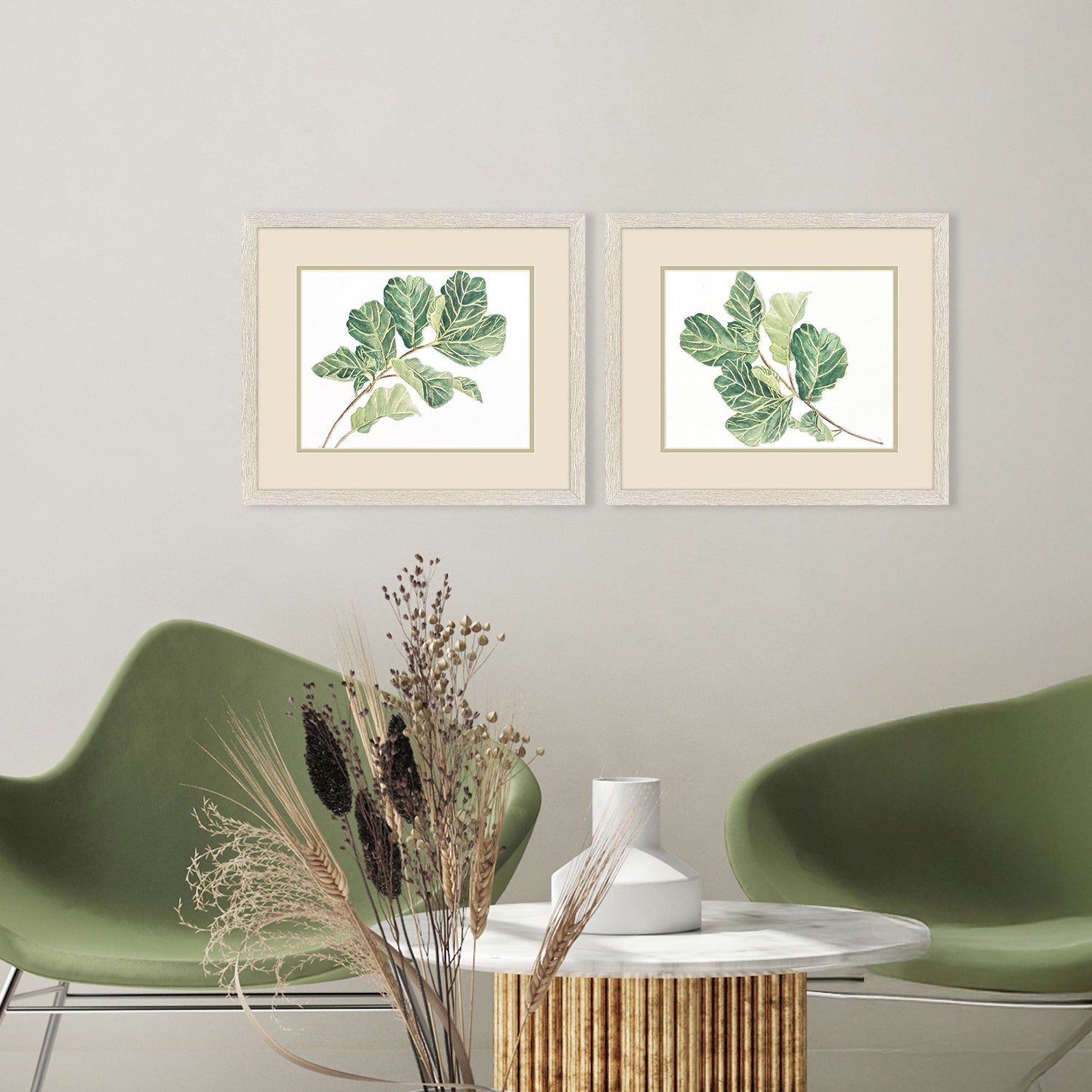 Pinto Fiddle Fig Leaf Framed Artwork Set of 2