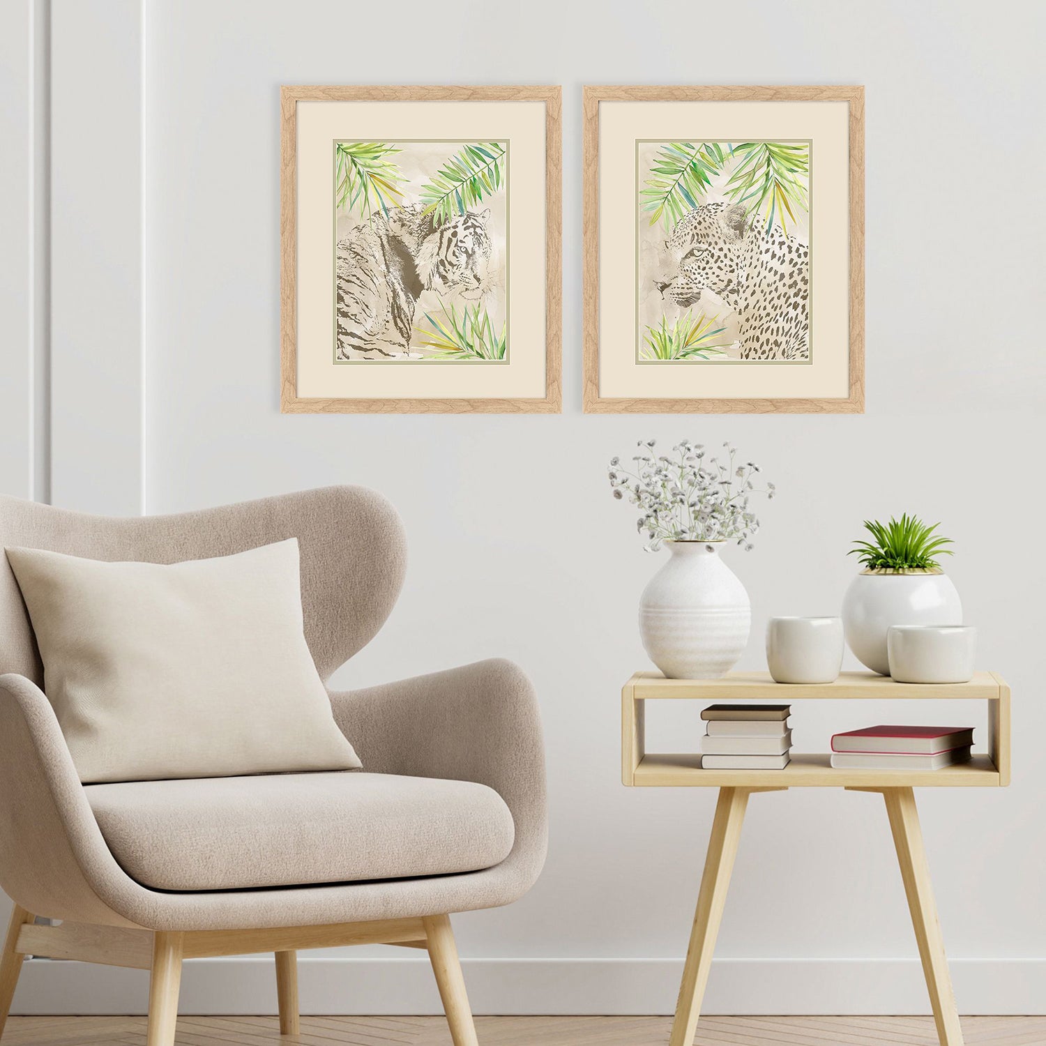 Robinson Boho Jungle Cat Framed Artwork Set of 2