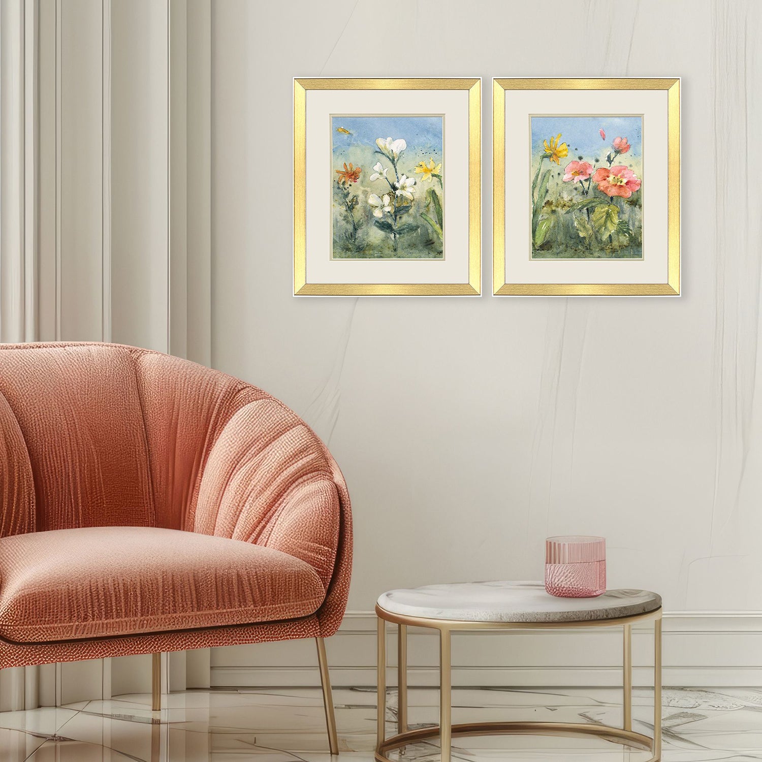Loreth Summer Wildflowers I Framed Artwork Set of 2