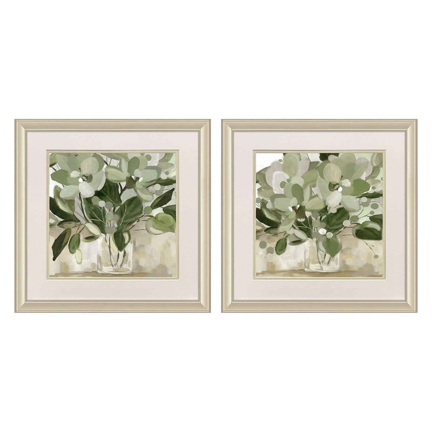 Sarah Lang Green Blossom in Vase Framed Art Set of 2