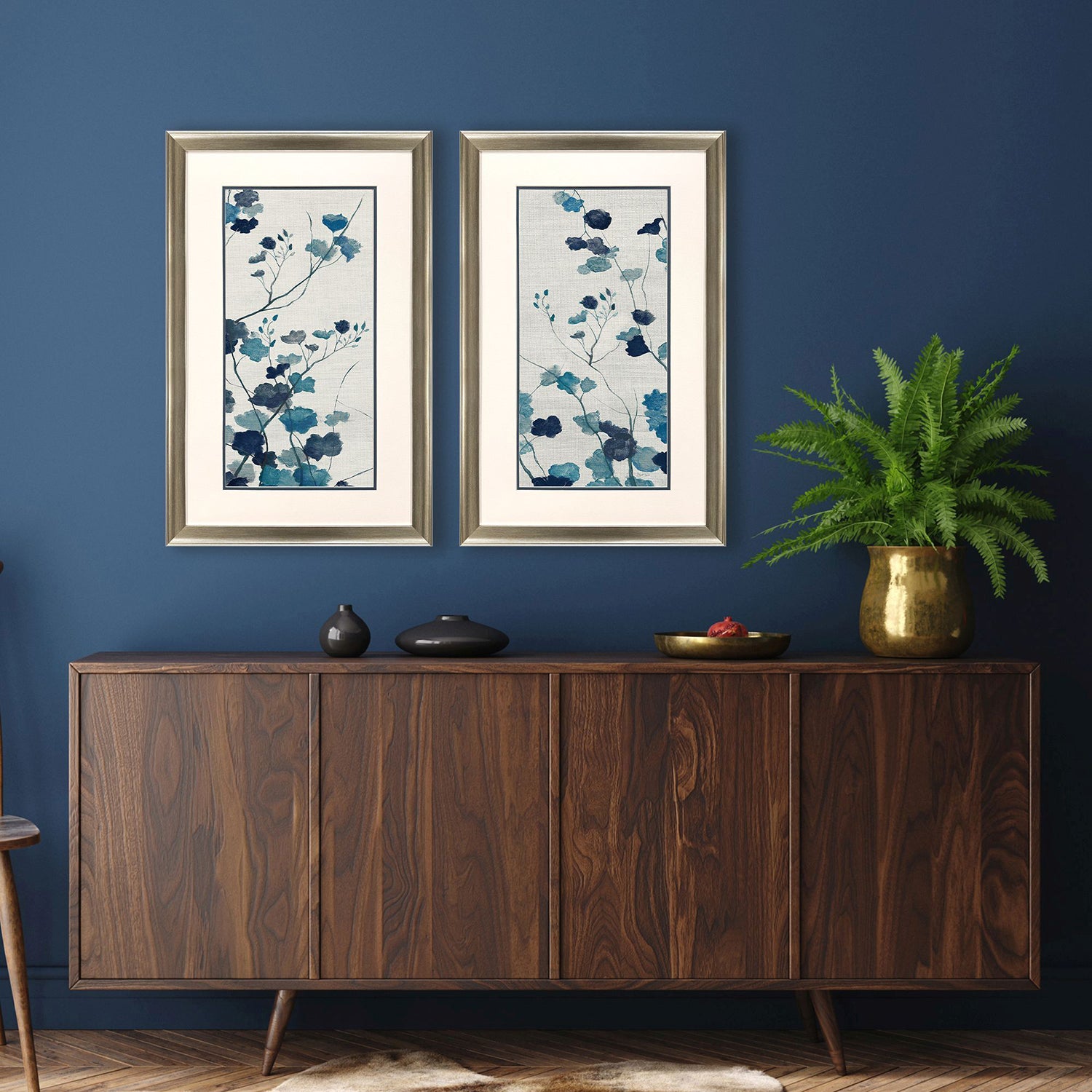 Jordan Glassco-Smith Blue Vines Framed Art Set of 2