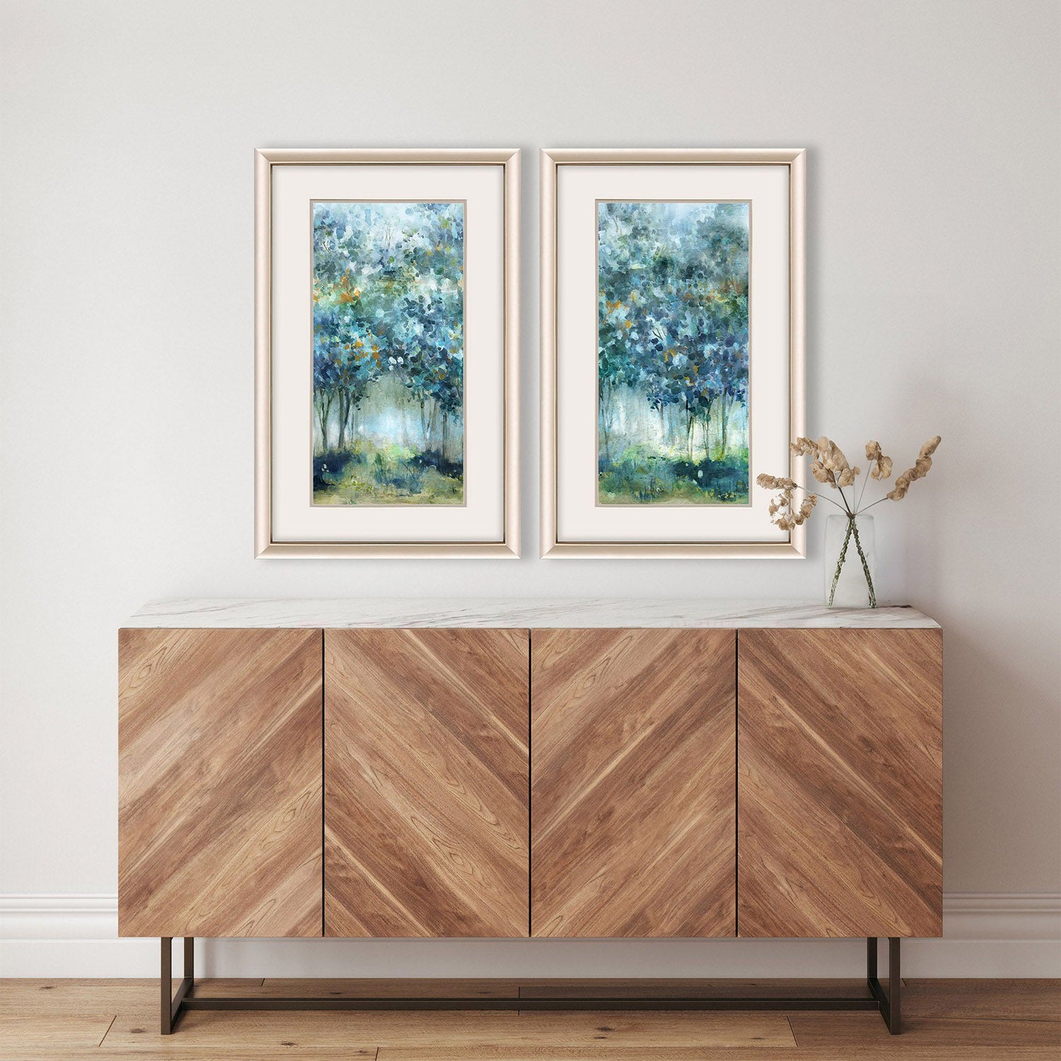 Sarah Lang Treetop Mist Framed Art Set of 2