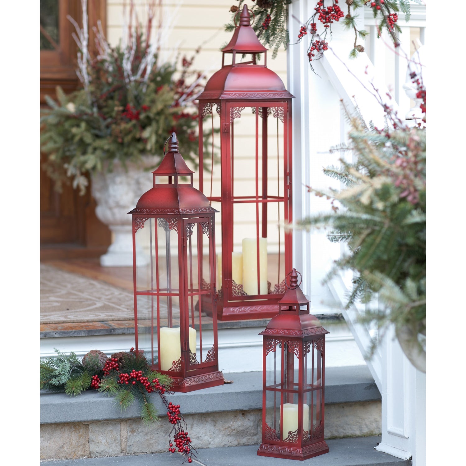 Ornamental Metal Floor Lantern Set of 3