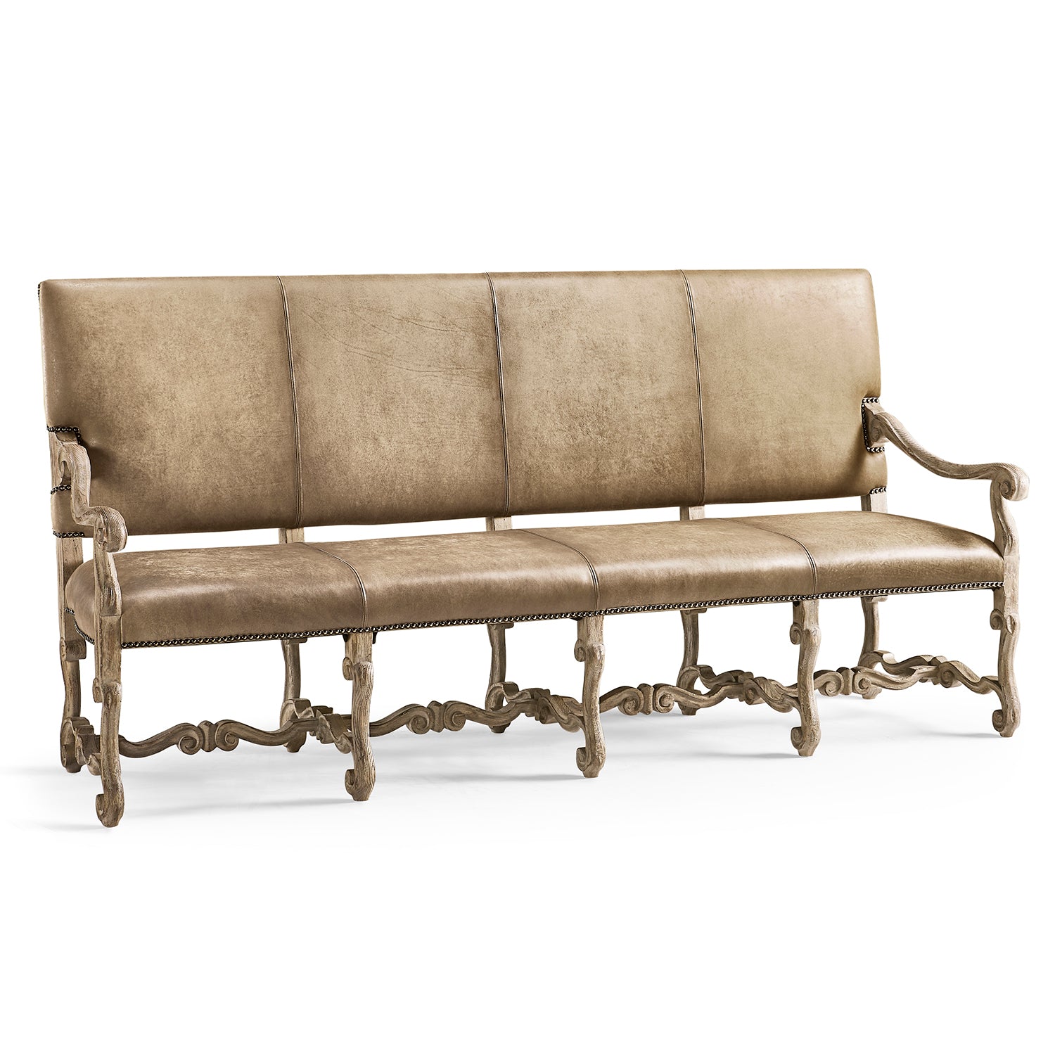 Jonathan Charles Sagehill Leather Banquette Bench