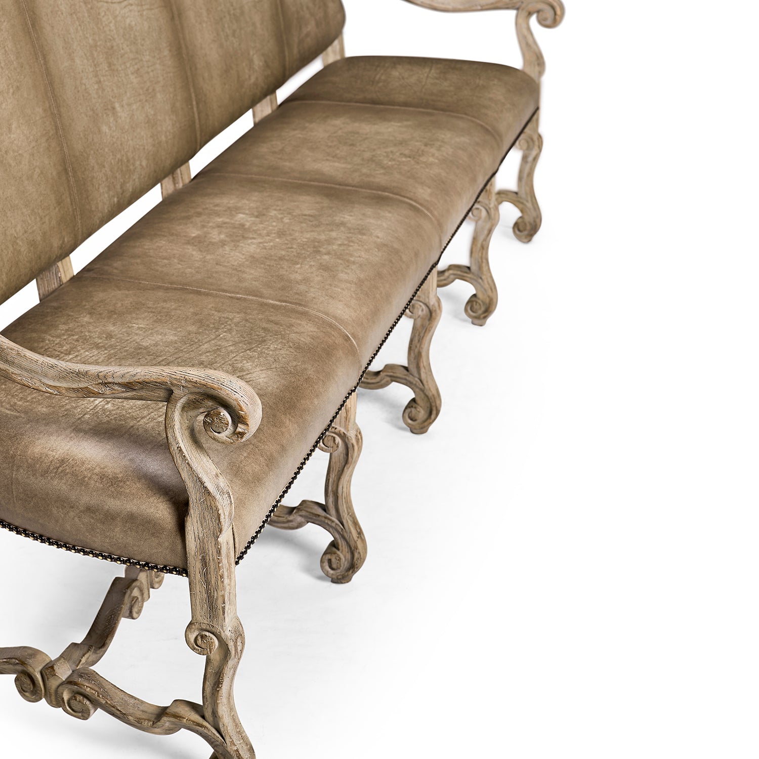 Jonathan Charles Sagehill Leather Banquette Bench