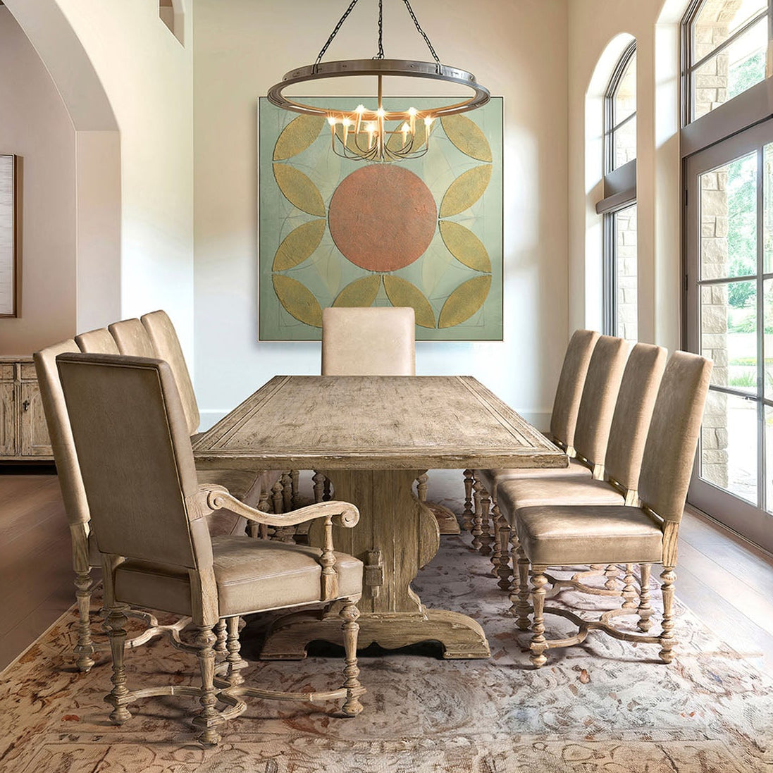 Jonathan Charles Sagehill 96in Rectangular Trestle Dining Table