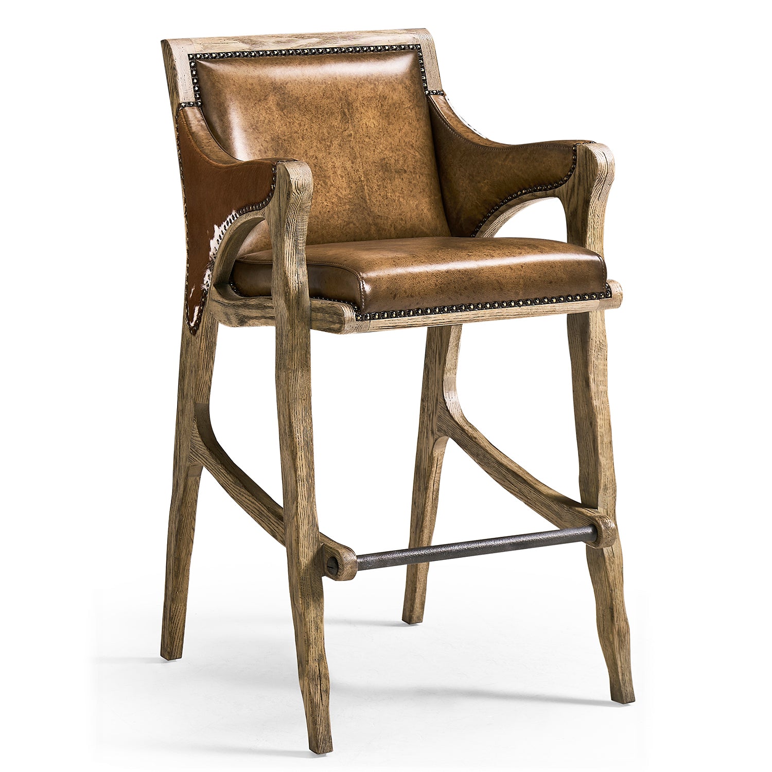 Jonathan Charles Echo Canyon Leather & Hide Bar Stool