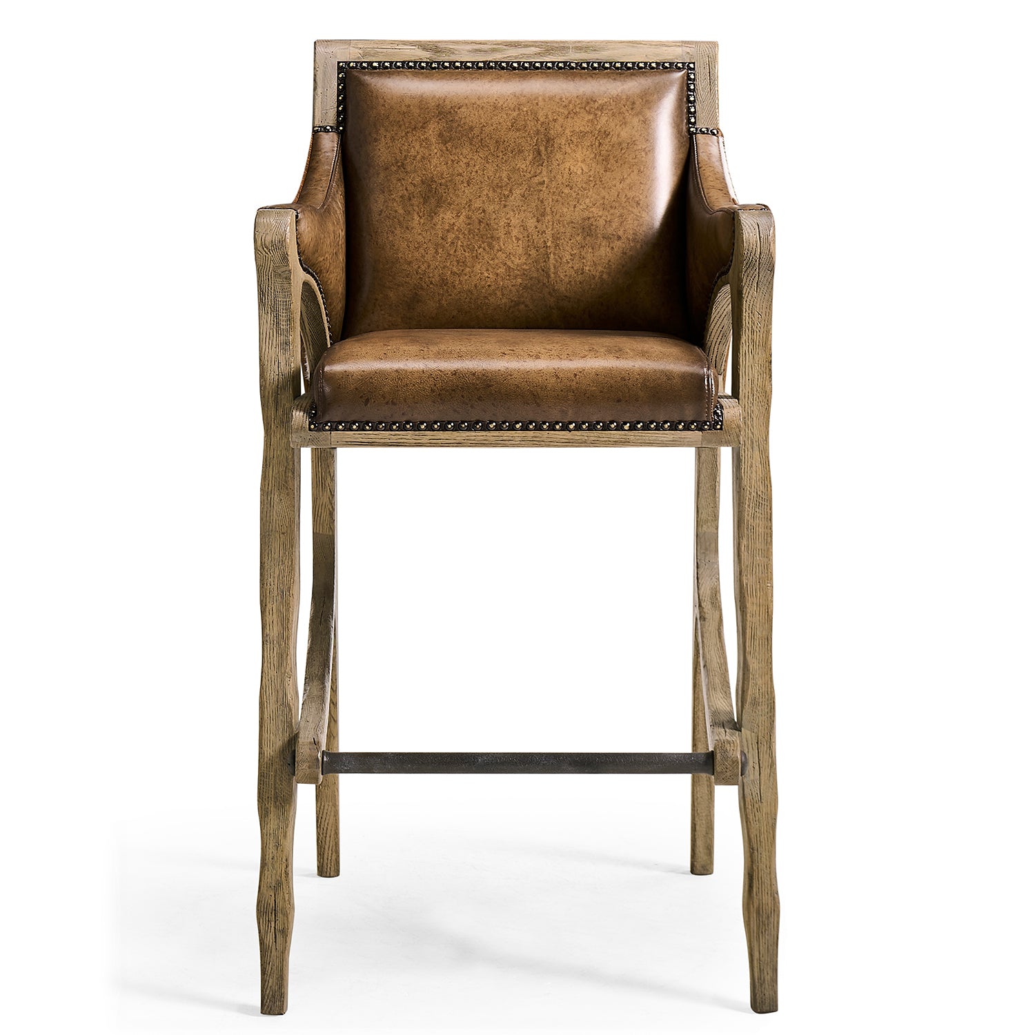 Jonathan Charles Echo Canyon Leather & Hide Bar Stool