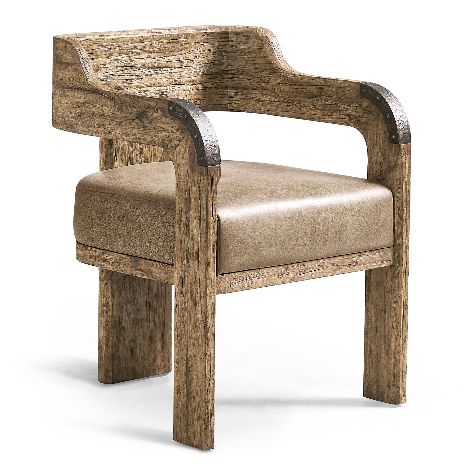 Jonathan Charles Light Stone Ridge Leather Arm Chair