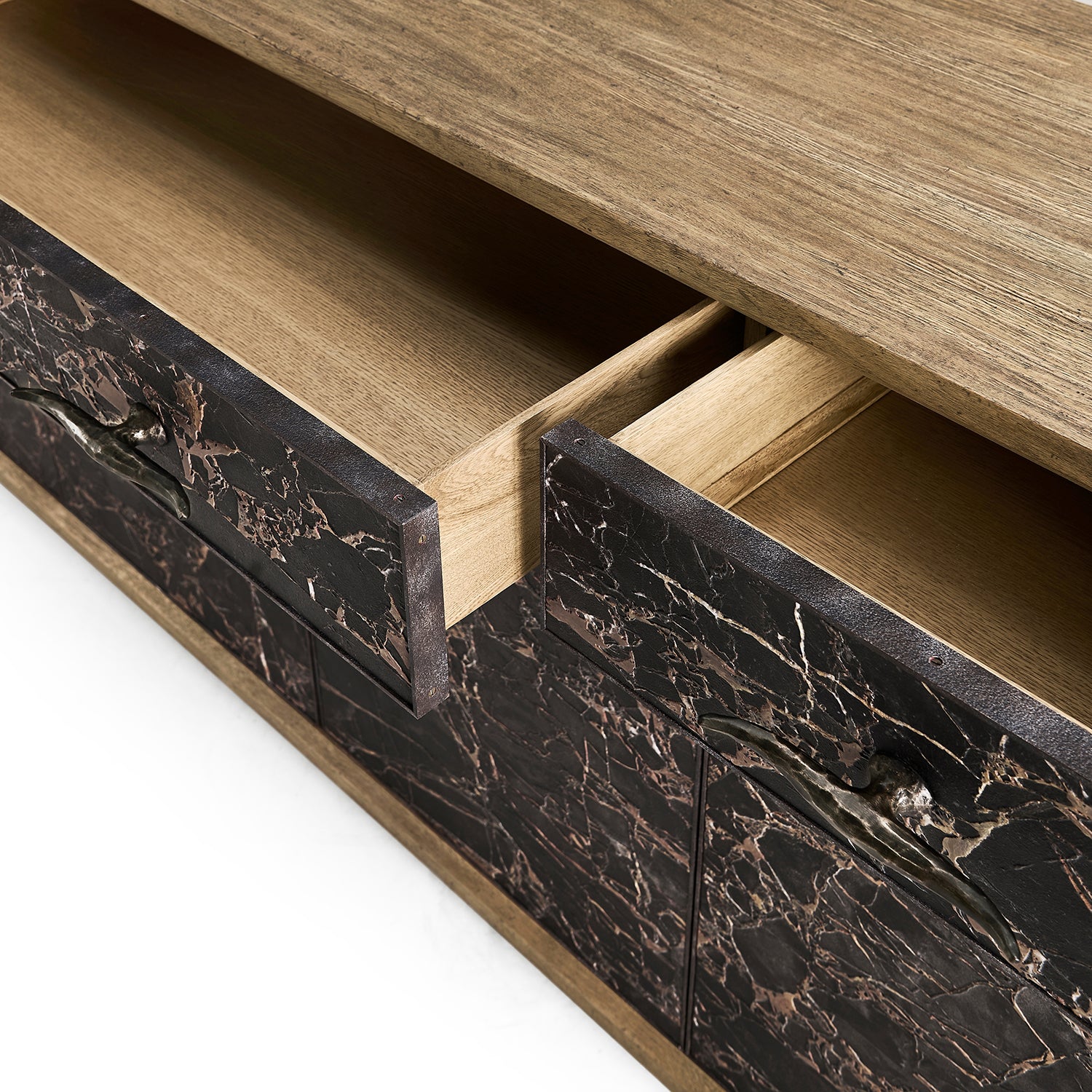 Jonathan Charles Light Stone Ridge Marble Credenza