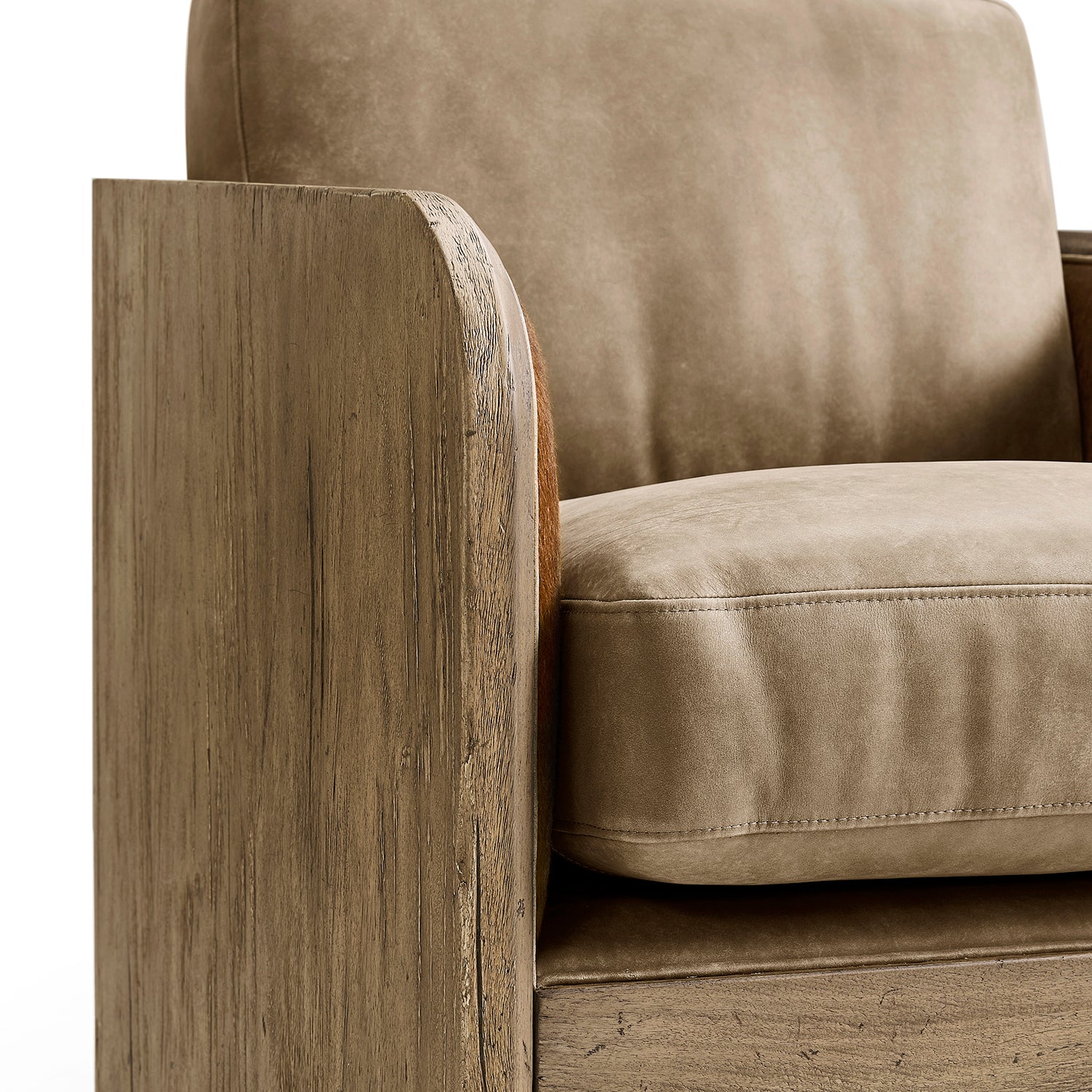 Jonathan Charles Light Stone Ridge Leather & Hide Swivel Occasional Chair