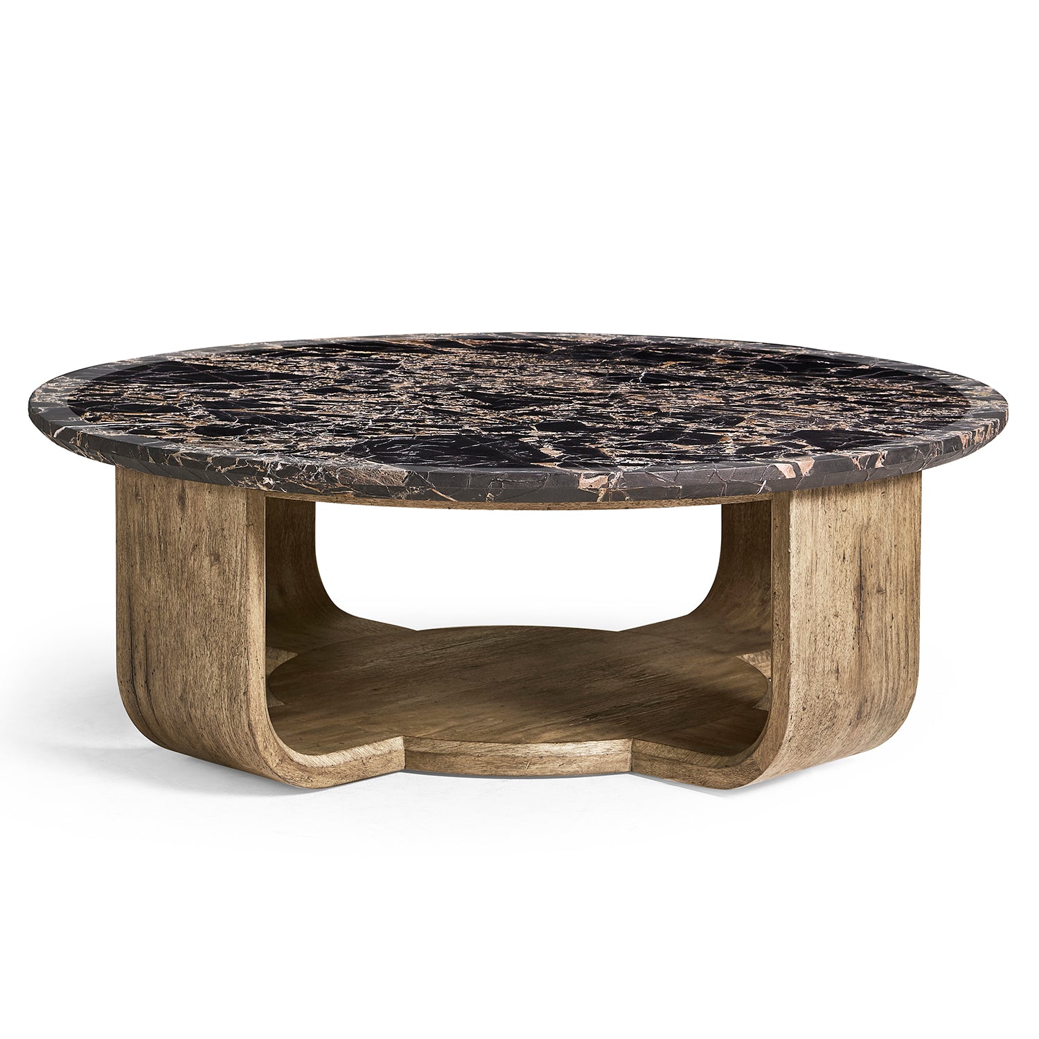 Jonathan Charles Light Stone Ridge Round Marble Cocktail Table