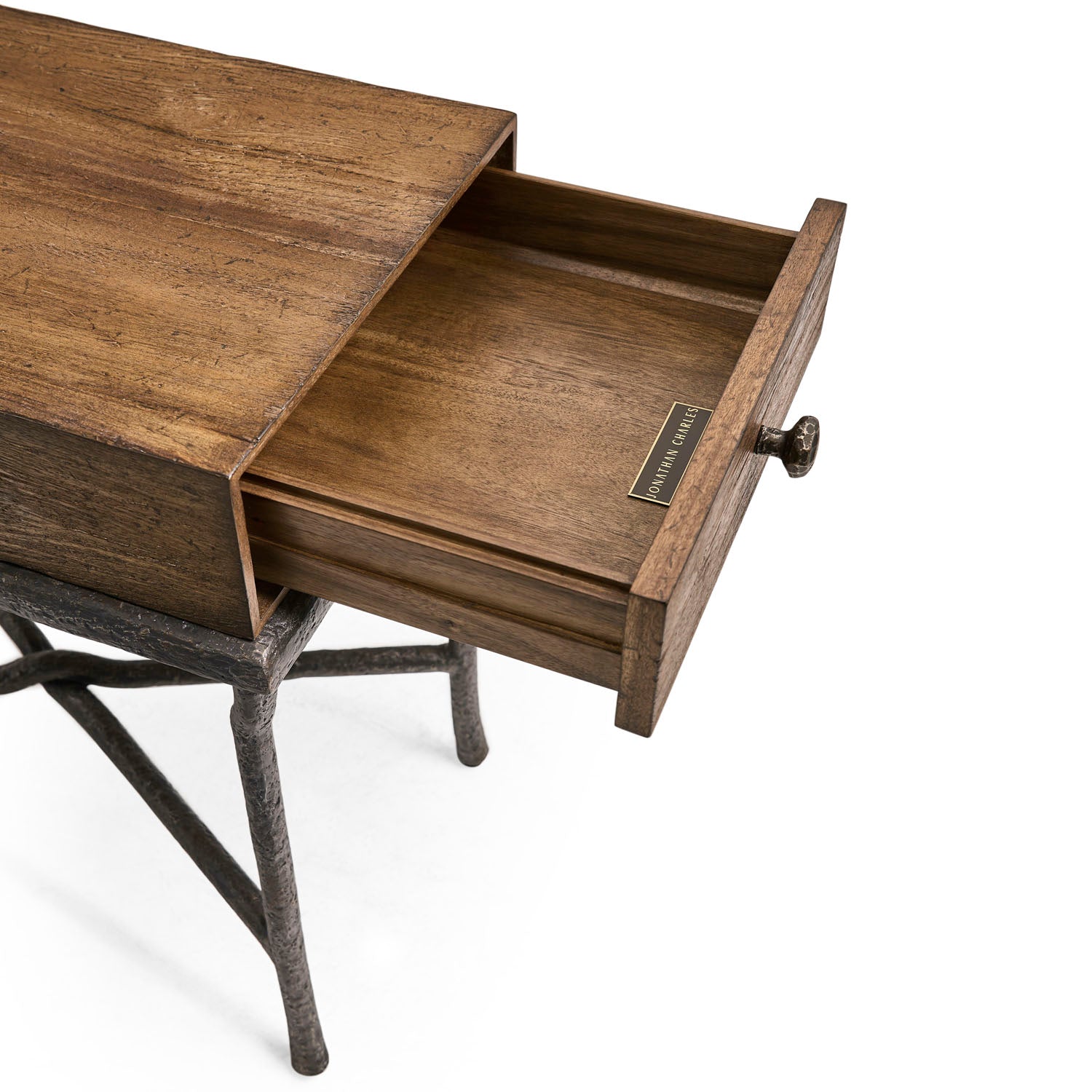 Jonathan Charles Forge Iron Storage Side Table