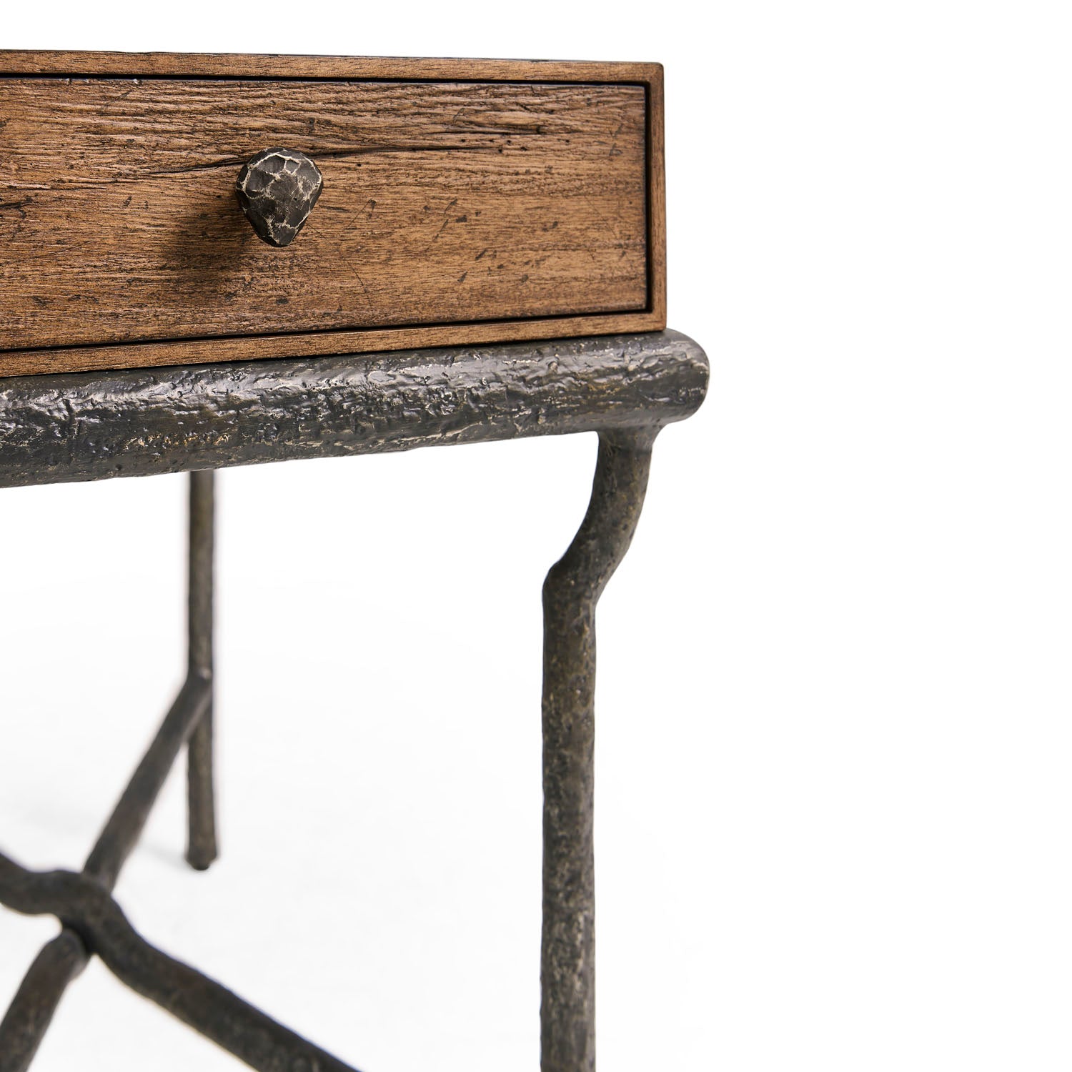 Jonathan Charles Forge Iron Storage Side Table