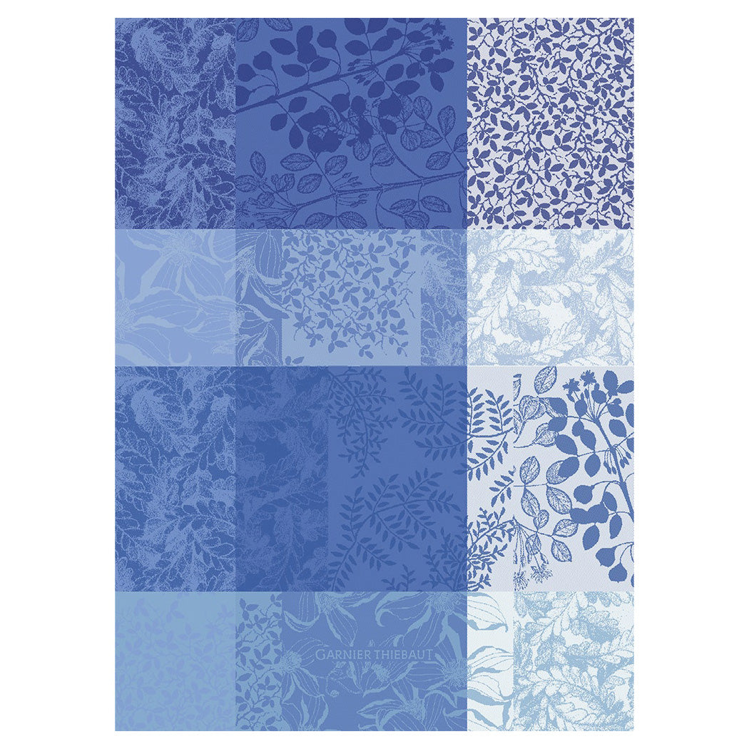 Garnier Thiebaut Mille Rameaux Bleu Jacquard Kitchen Towel Set of 4