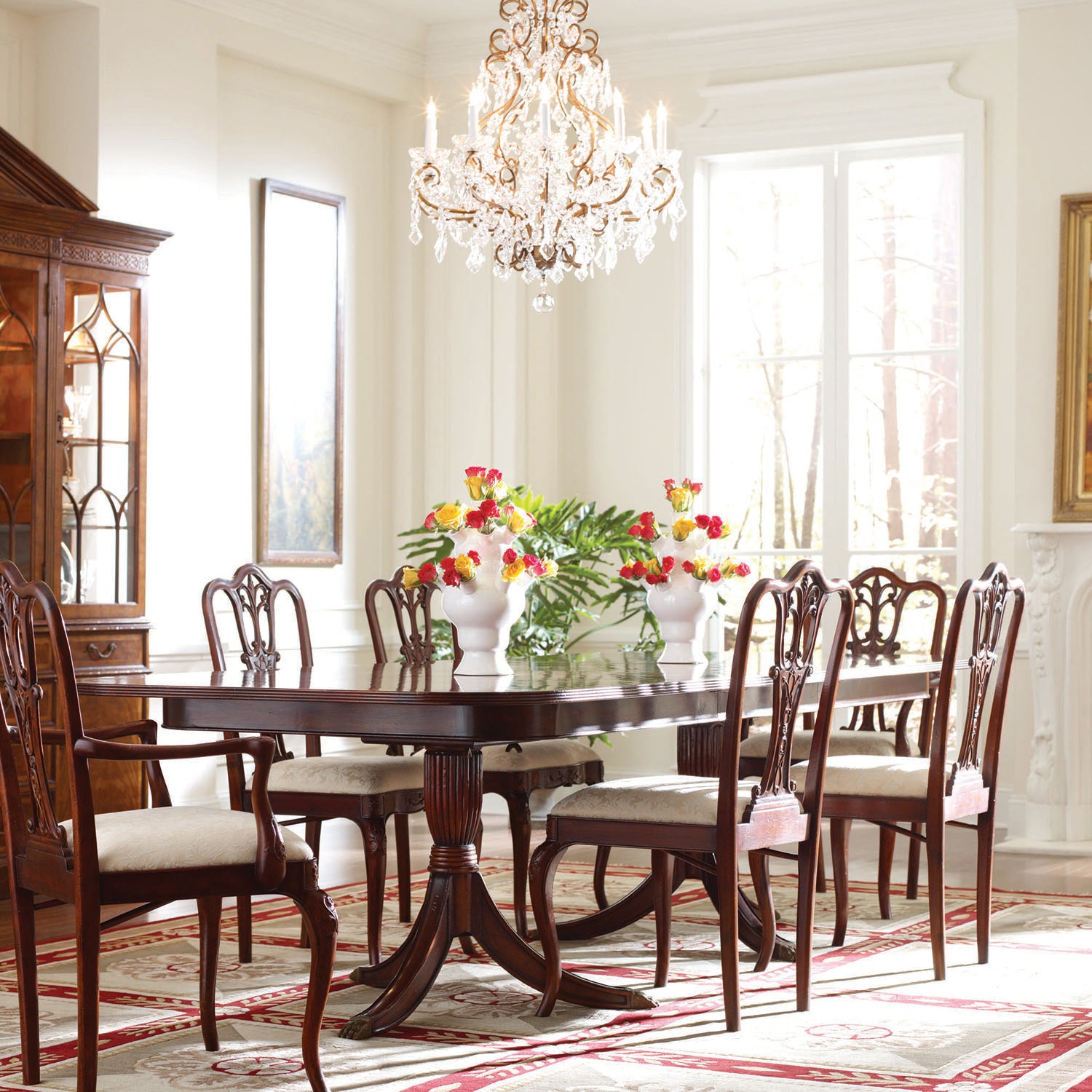 Jonathan Charles Buckingham Regency Crotch Extending Dining Table