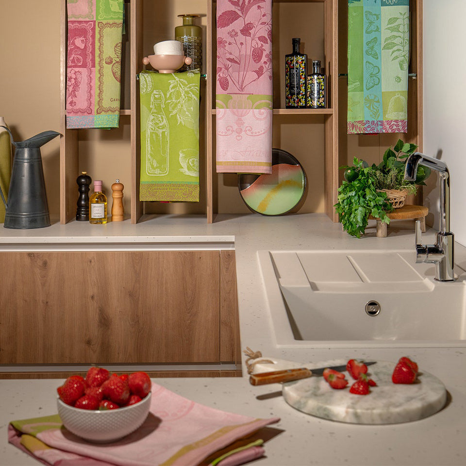 Garnier Thiebaut Champagne Des Fees Mousse Jacquard Kitchen Towel Set of 4