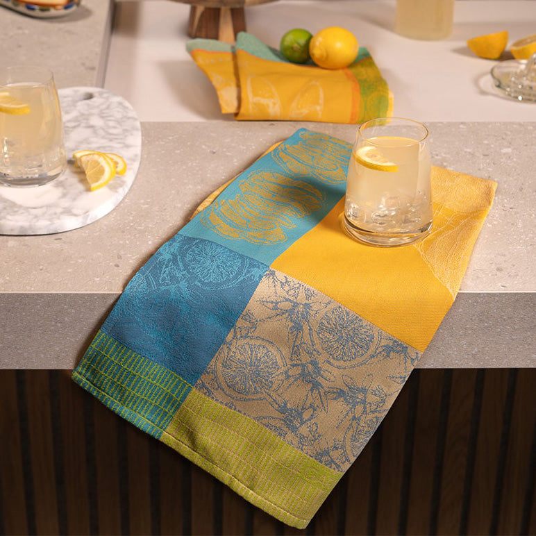 Garnier Thiebaut Filet De Citrons Soleil Jacquard Kitchen Towel Set of 4