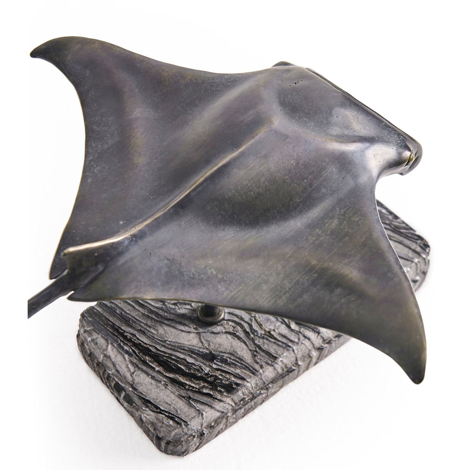 Jonathan Charles Manta Ray Bronze Statue with Marble Base