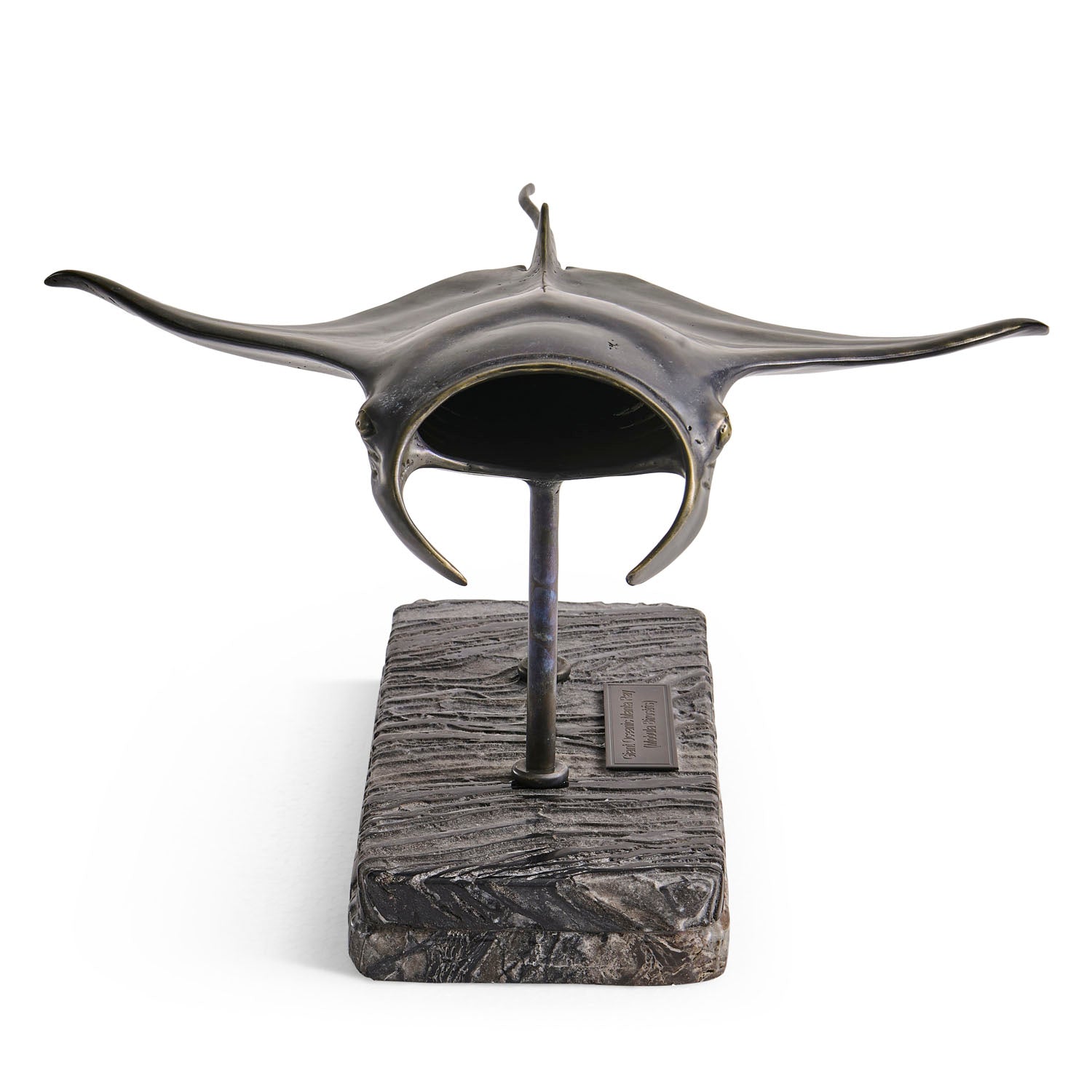 Jonathan Charles Manta Ray Bronze Statue with Marble Base